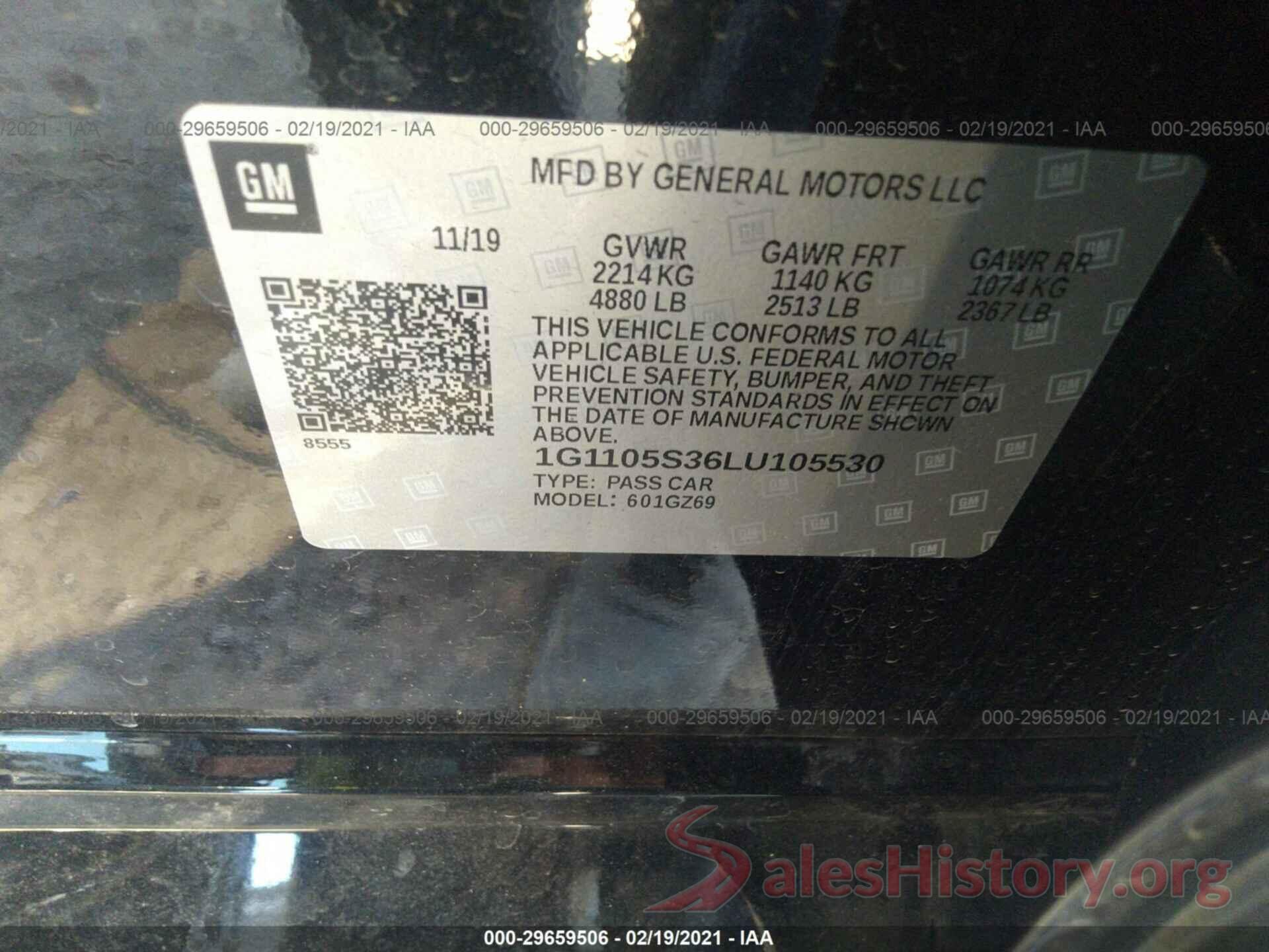 1G1105S36LU105530 2020 CHEVROLET IMPALA