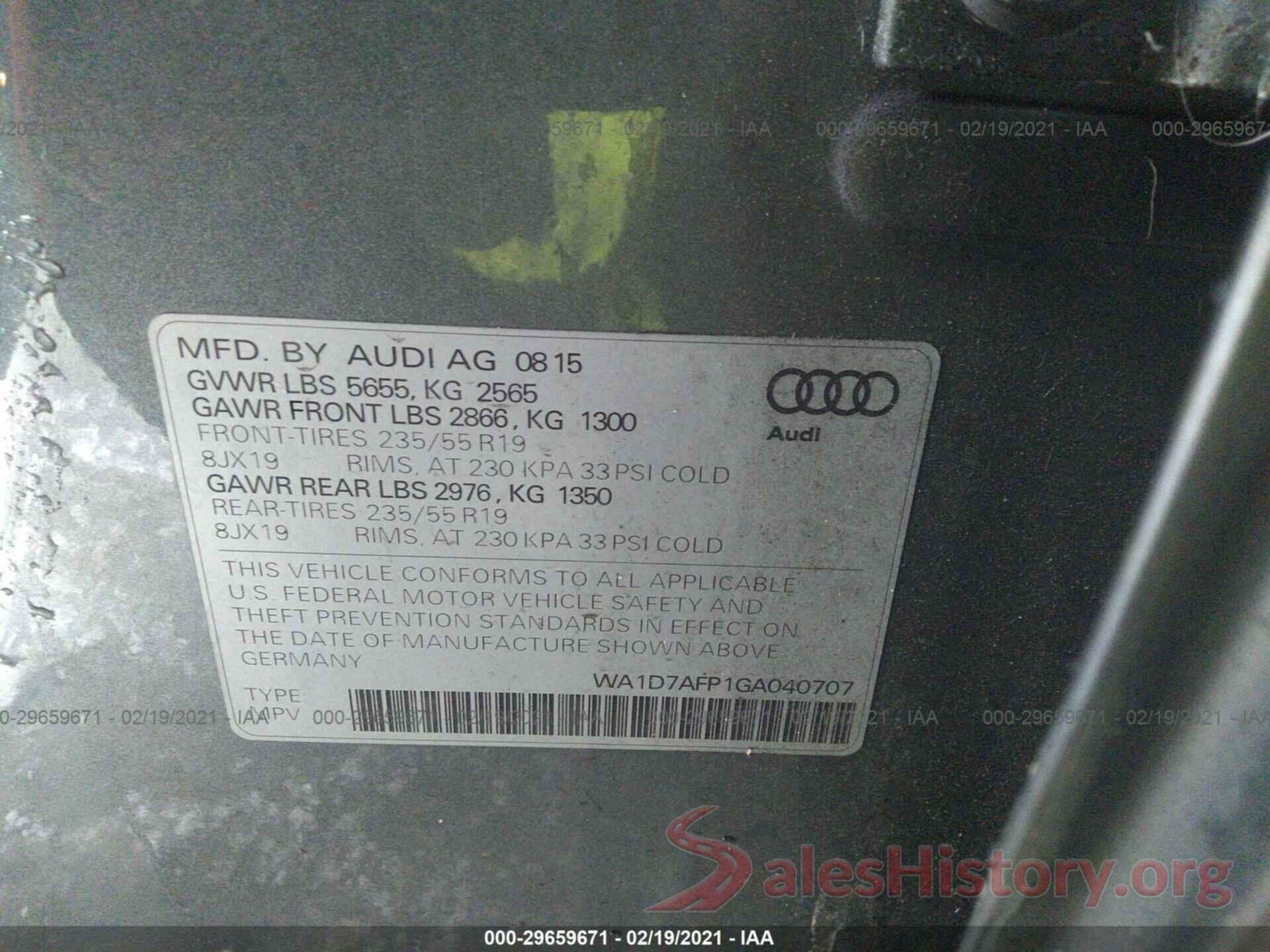 WA1D7AFP1GA040707 2016 AUDI Q5