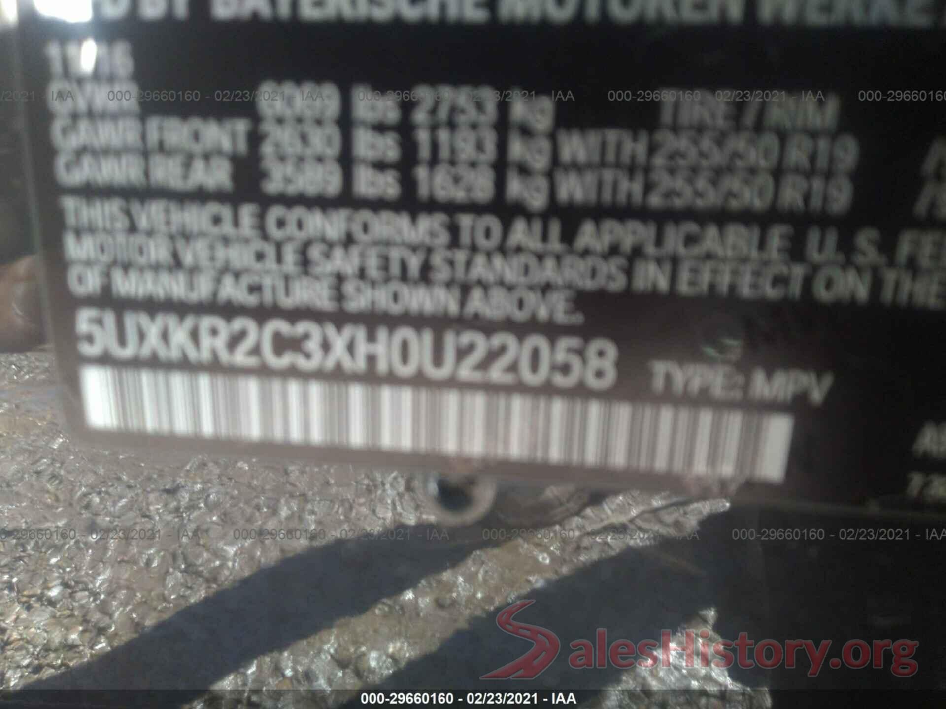 5UXKR2C3XH0U22058 2017 BMW X5