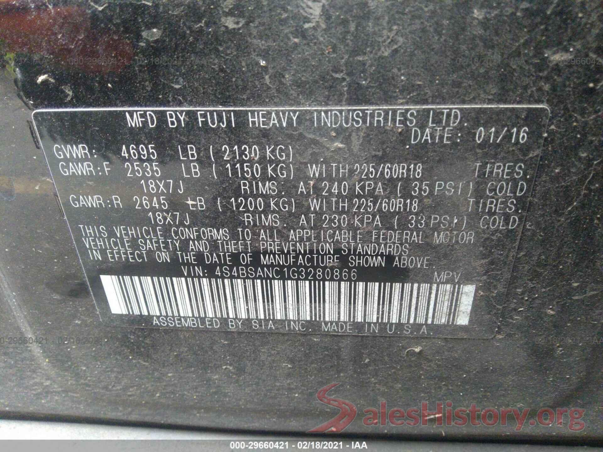 4S4BSANC1G3280866 2016 SUBARU OUTBACK