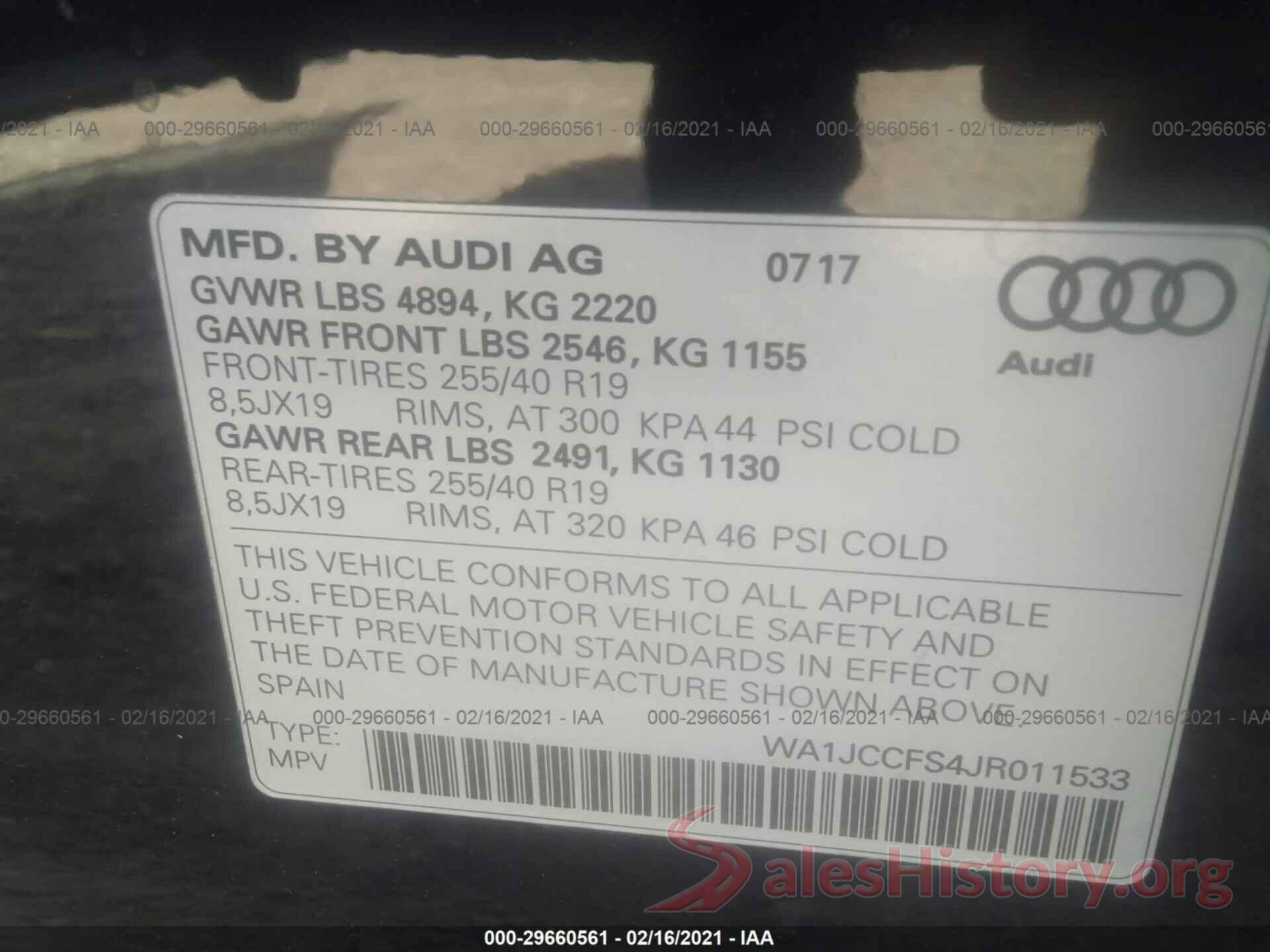 WA1JCCFS4JR011533 2018 AUDI Q3