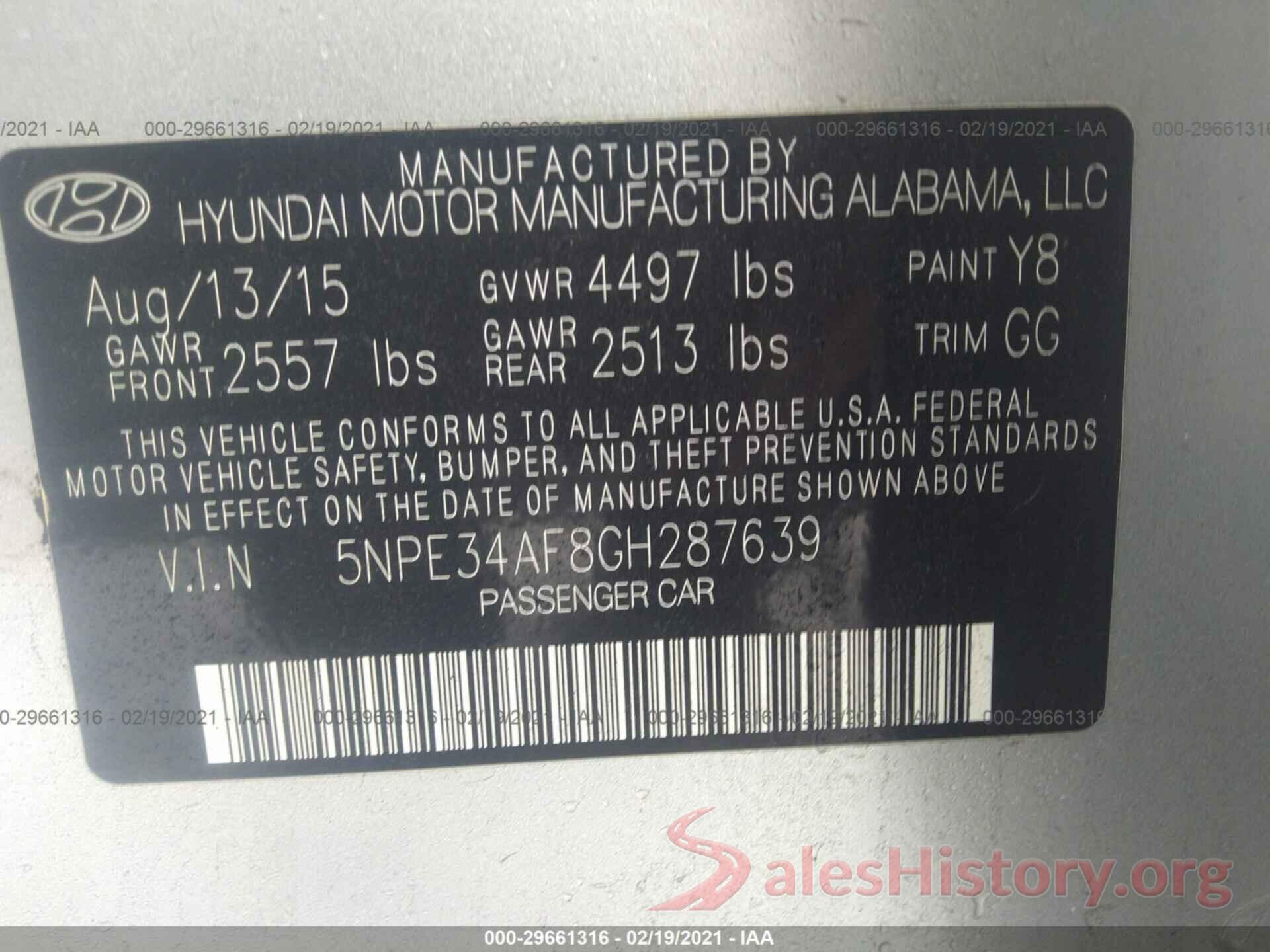 5NPE34AF8GH287639 2016 HYUNDAI SONATA