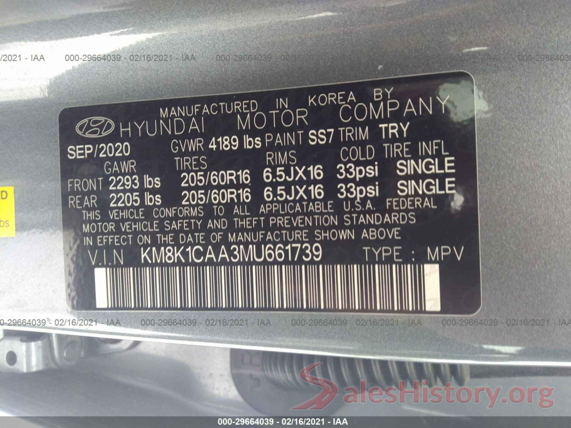 KM8K1CAA3MU661739 2021 HYUNDAI KONA