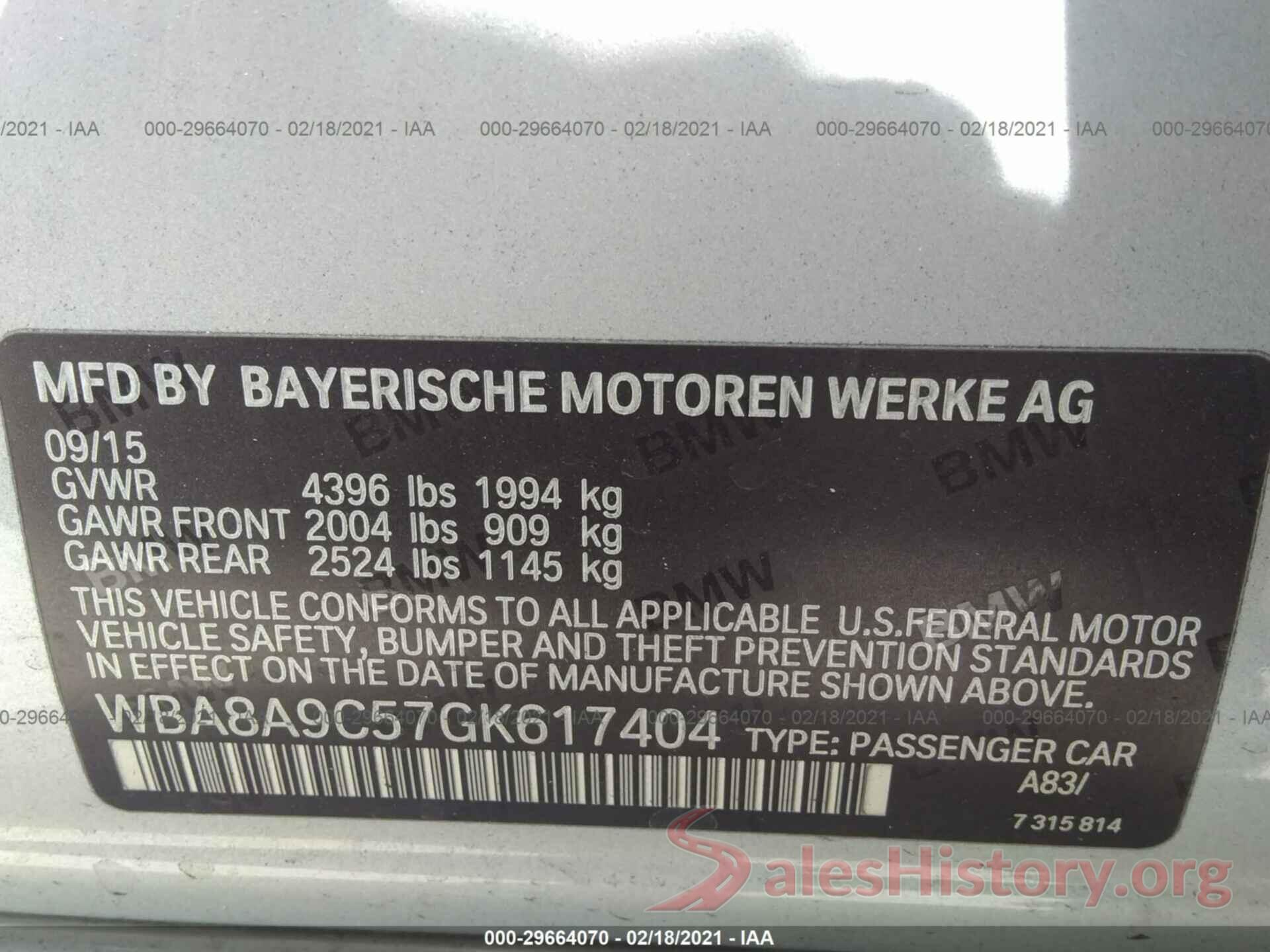 WBA8A9C57GK617404 2016 BMW 3 SERIES