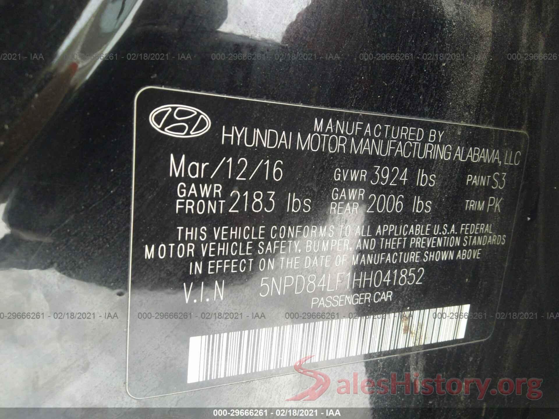 5NPD84LF1HH041852 2017 HYUNDAI ELANTRA