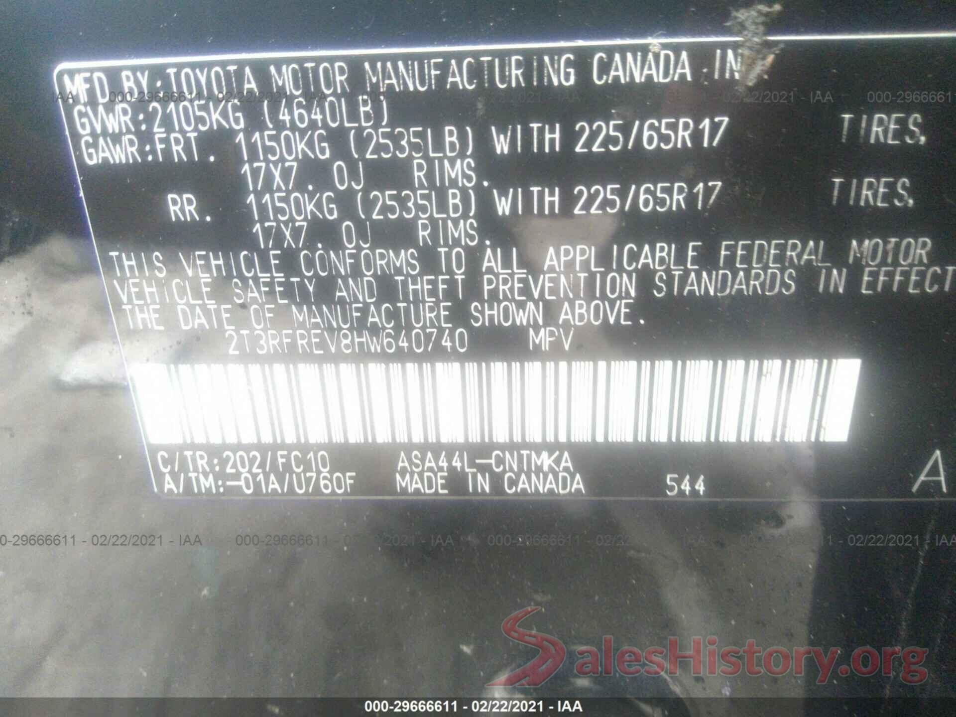 2T3RFREV8HW640740 2017 TOYOTA RAV4