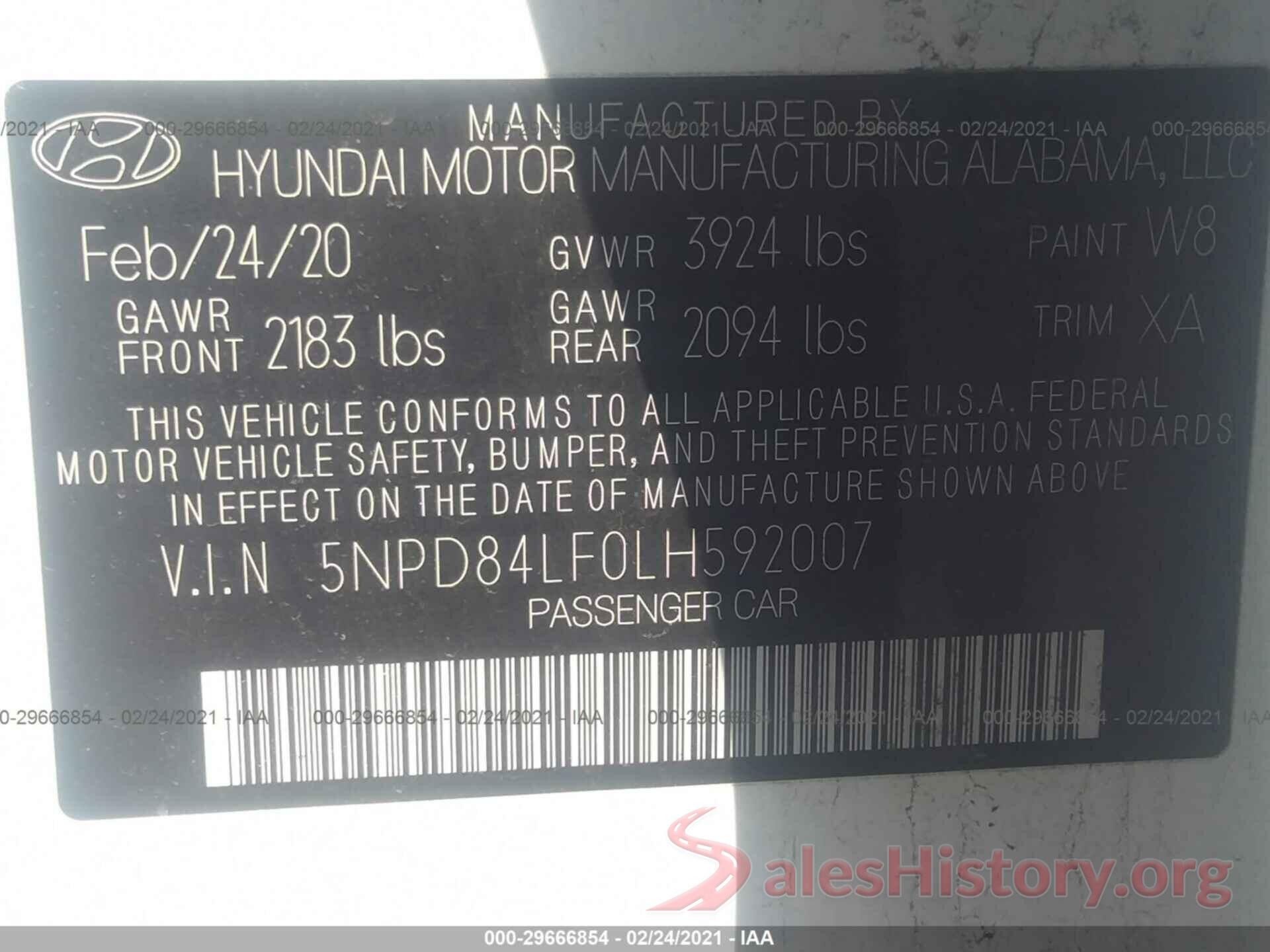 5NPD84LF0LH592007 2020 HYUNDAI ELANTRA