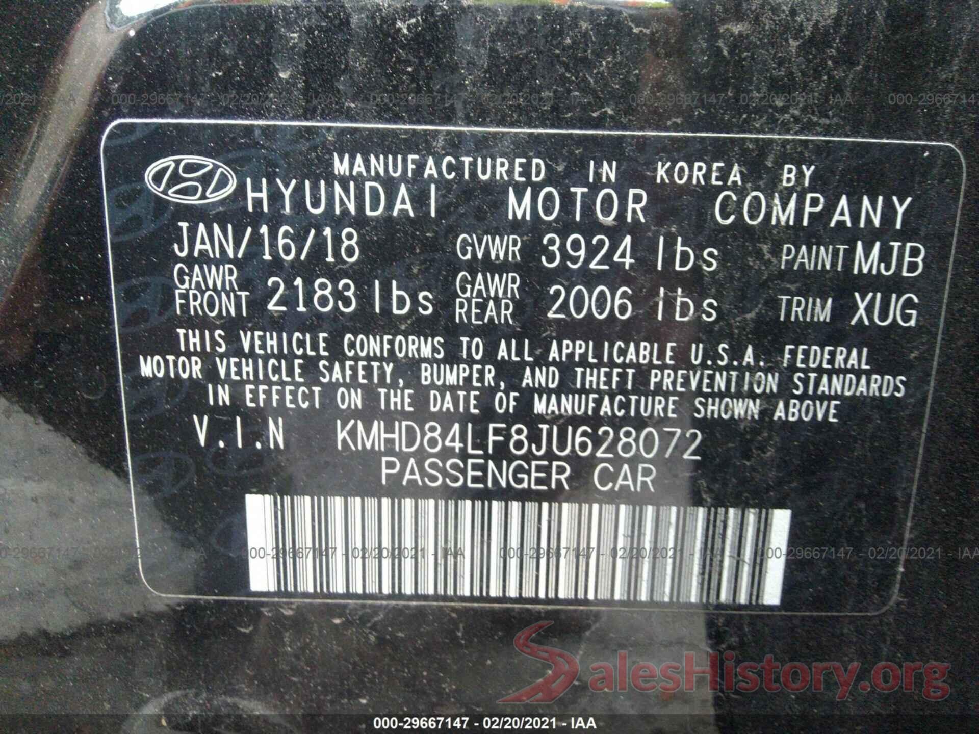 KMHD84LF8JU628072 2018 HYUNDAI ELANTRA