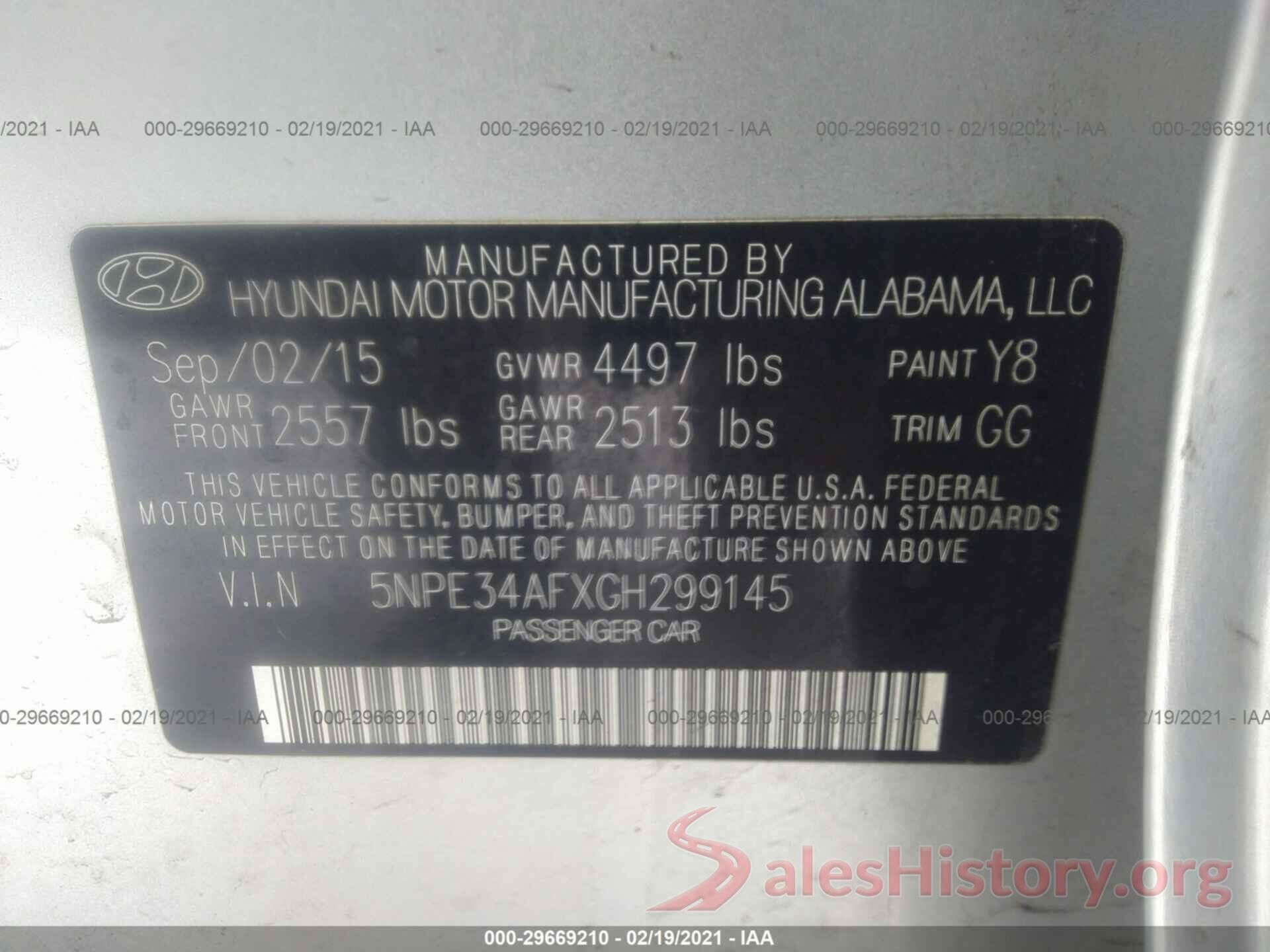 5NPE34AFXGH299145 2016 HYUNDAI SONATA