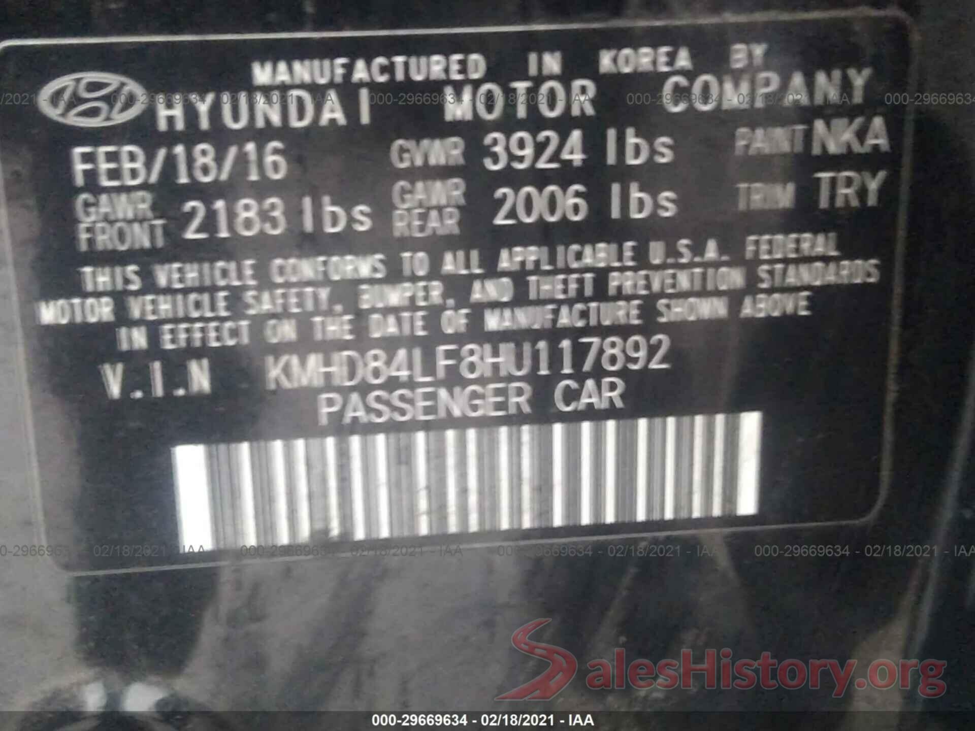 KMHD84LF8HU117892 2017 HYUNDAI ELANTRA