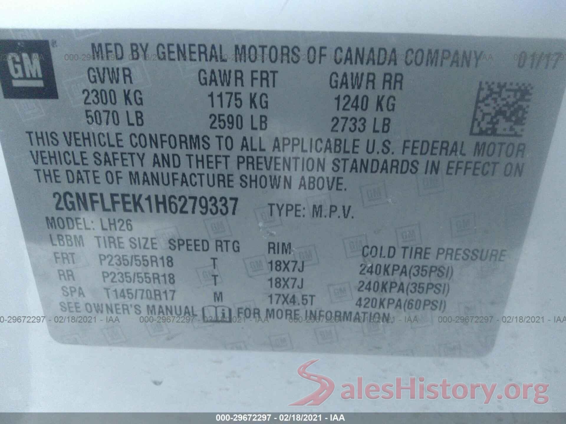 2GNFLFEK1H6279337 2017 CHEVROLET EQUINOX