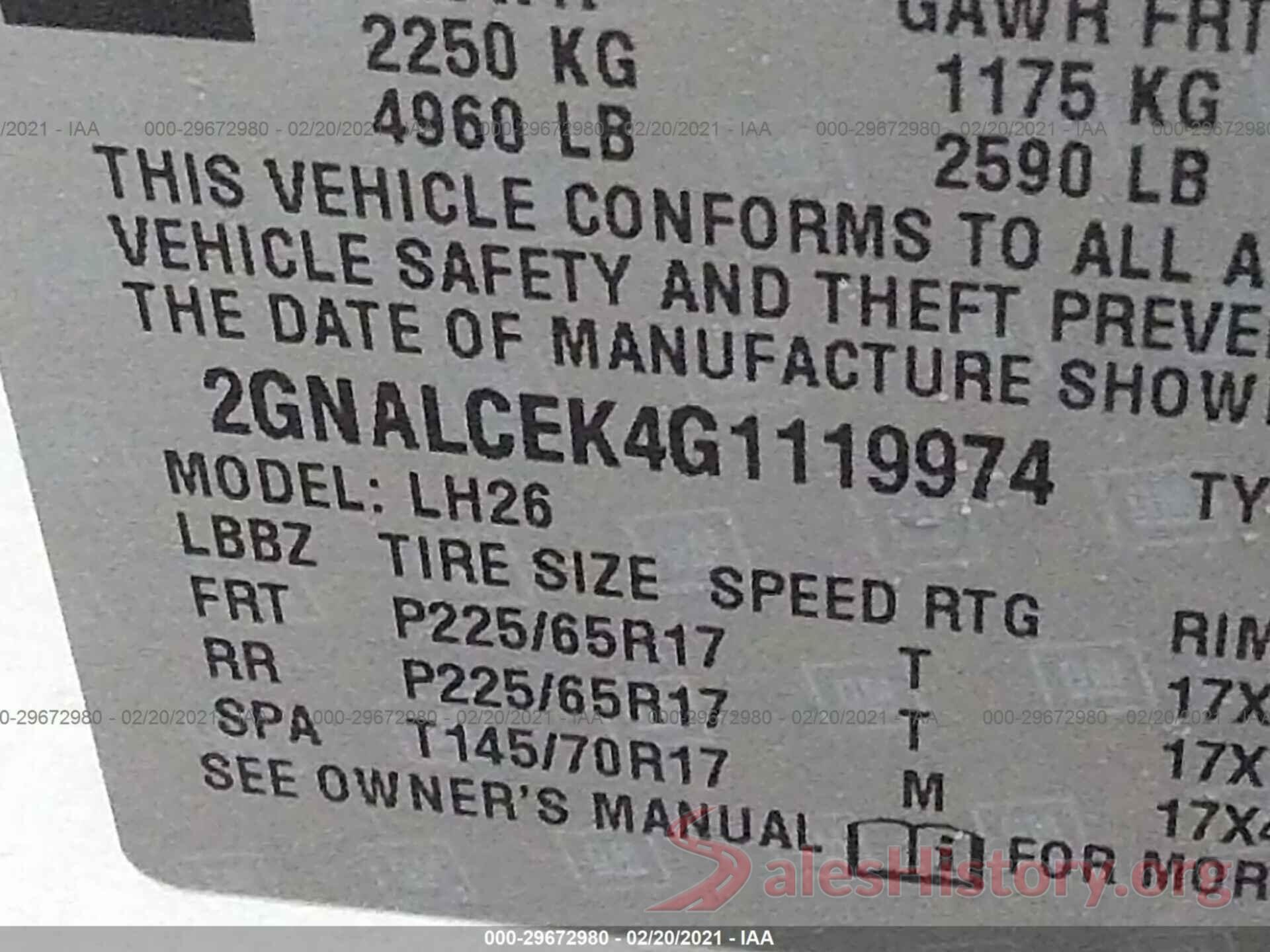 2GNALCEK4G1119974 2016 CHEVROLET EQUINOX