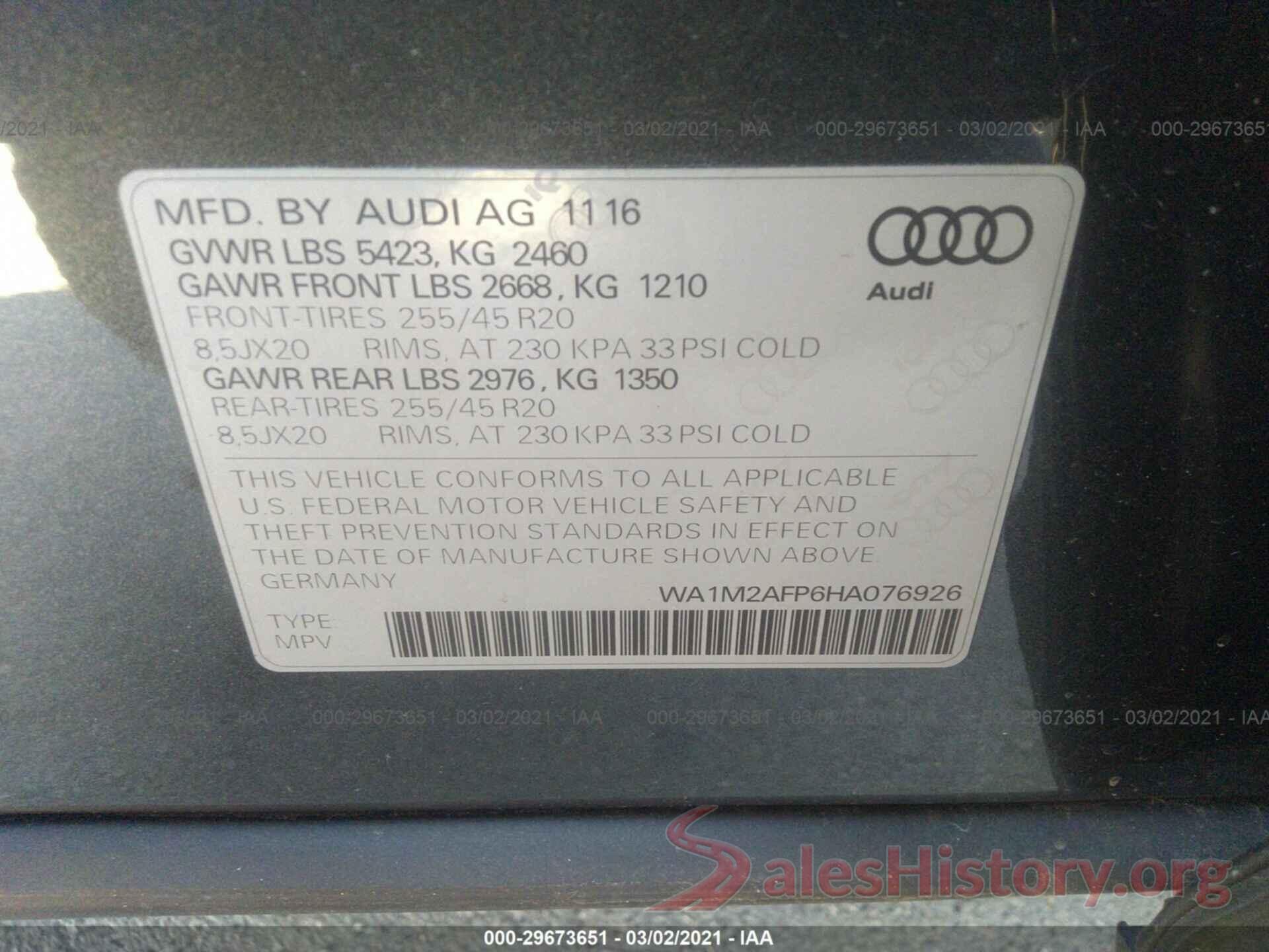 WA1M2AFP6HA076926 2017 AUDI Q5