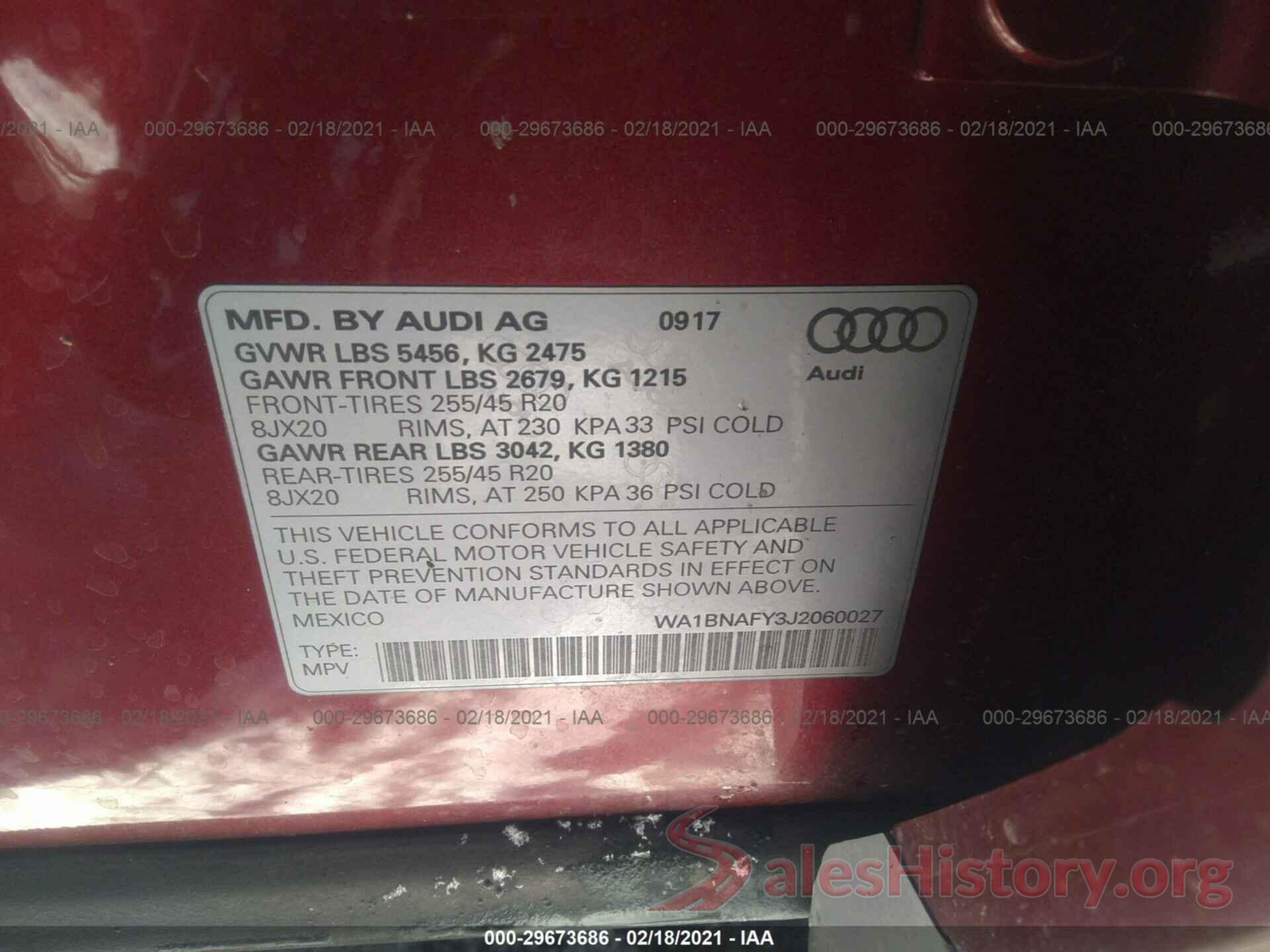 WA1BNAFY3J2060027 2018 AUDI Q5