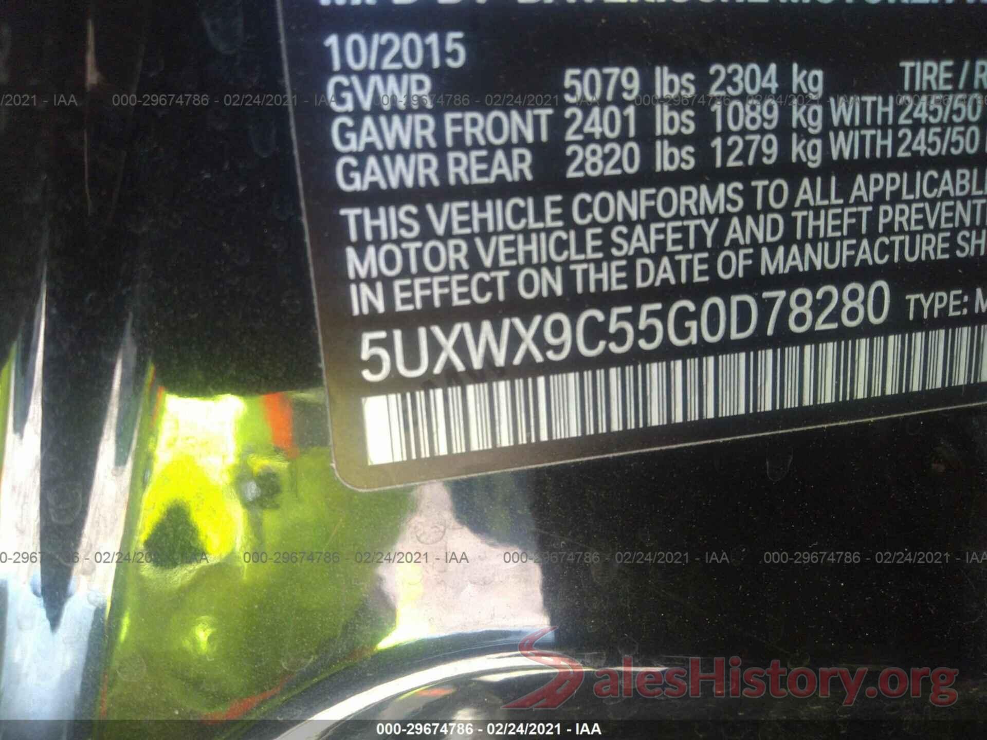 5UXWX9C55G0D78280 2016 BMW X3