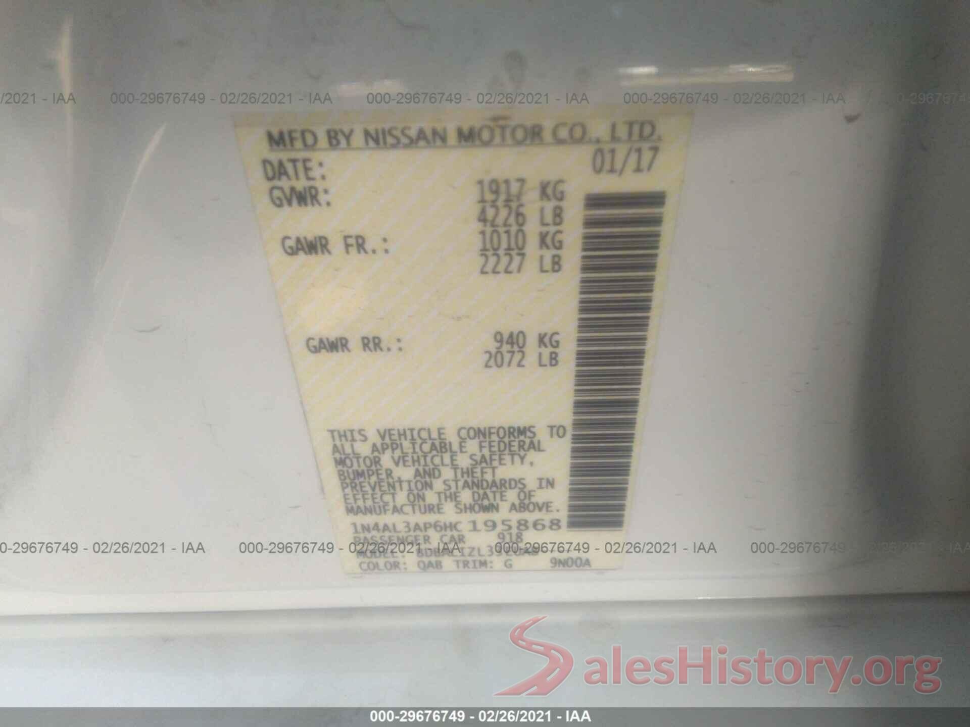 1N4AL3AP6HC195868 2017 NISSAN ALTIMA