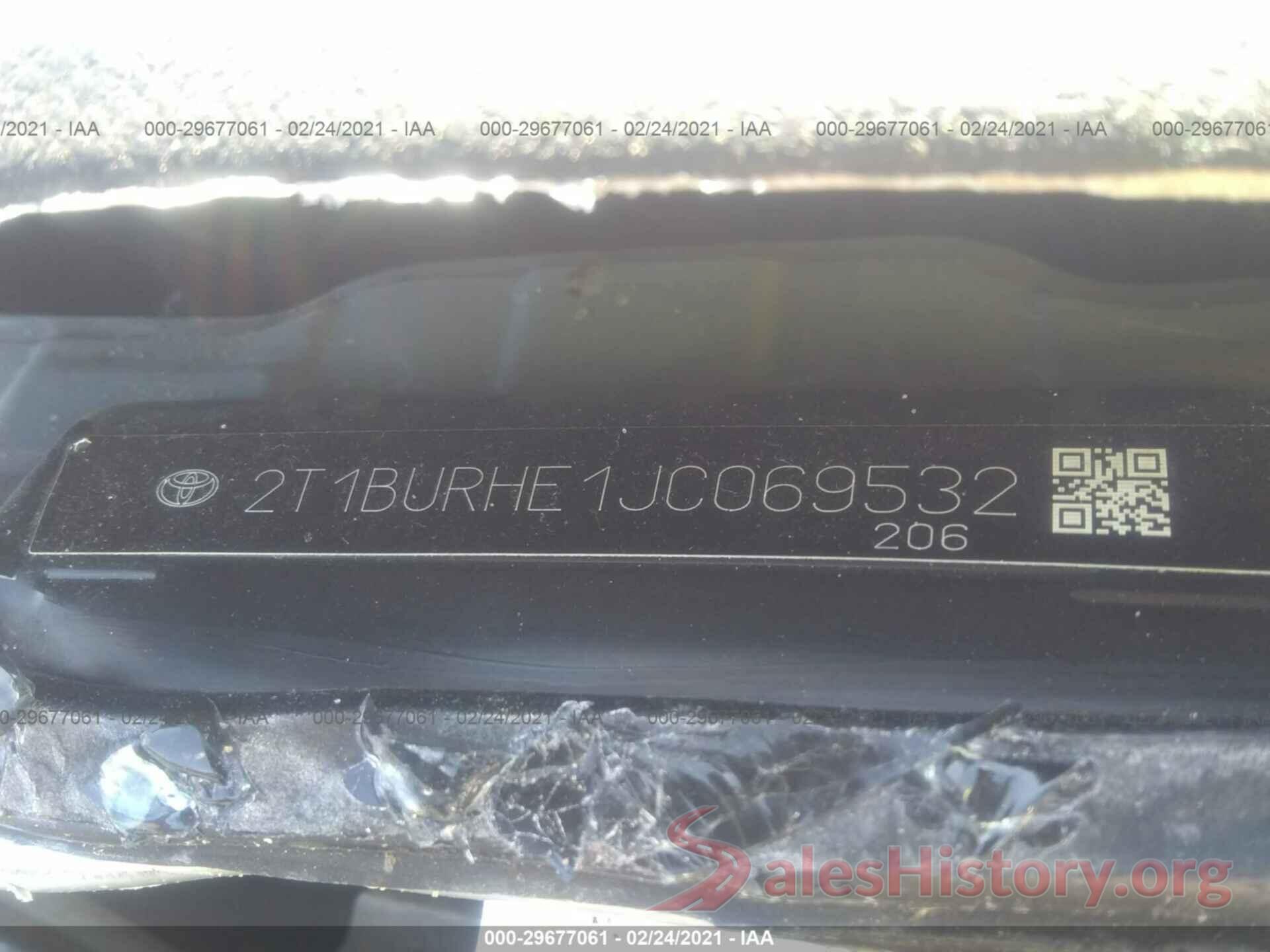 2T1BURHE1JC069532 2018 TOYOTA COROLLA