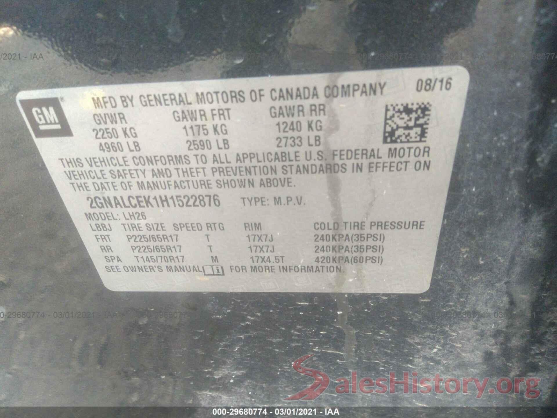 2GNALCEK1H1522876 2017 CHEVROLET EQUINOX