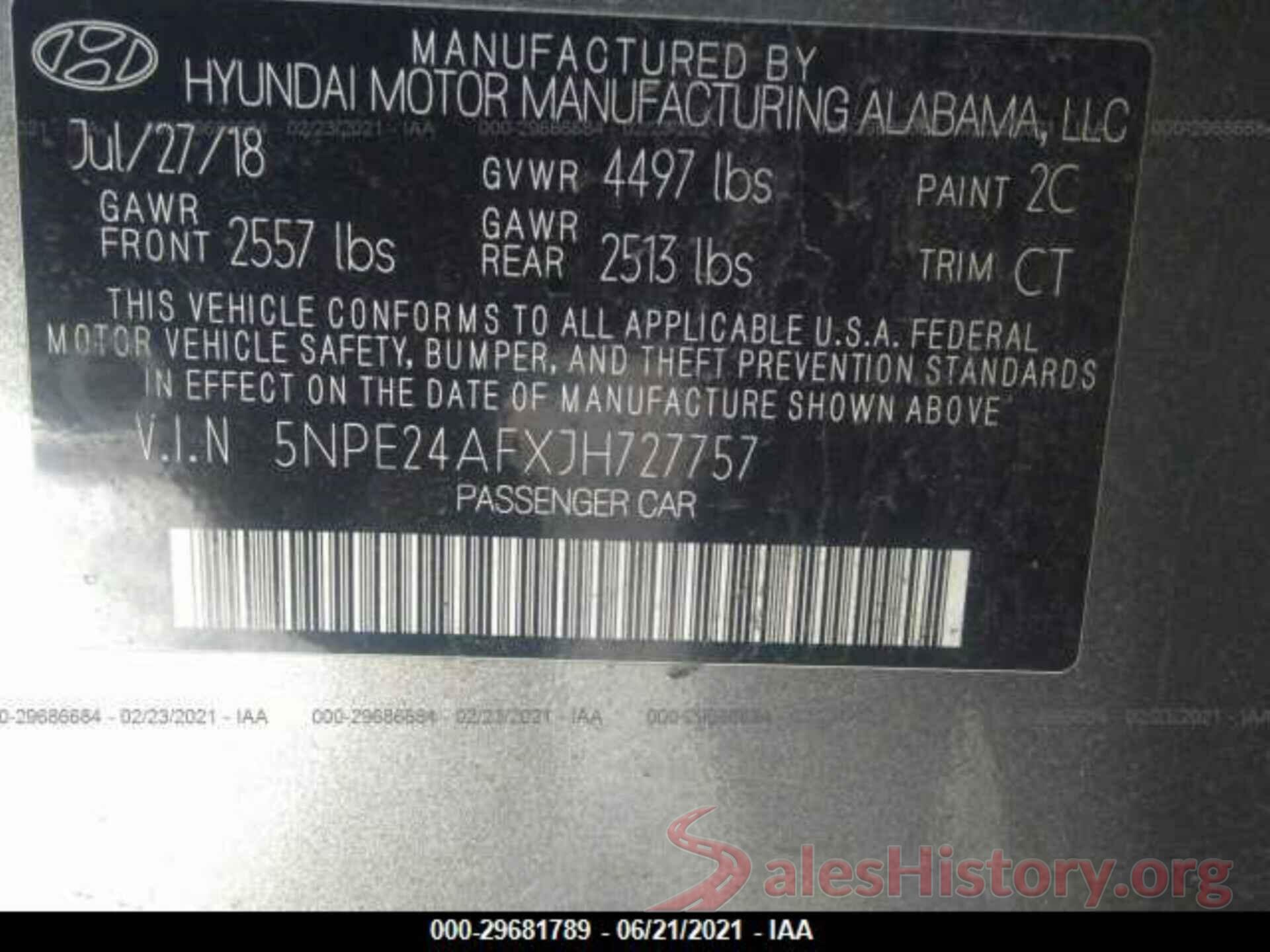 5NPE24AFXJH727757 2018 HYUNDAI SONATA