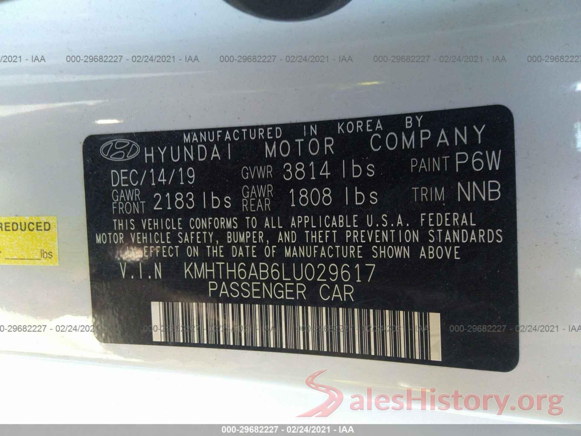 KMHTH6AB6LU029617 2020 HYUNDAI VELOSTER