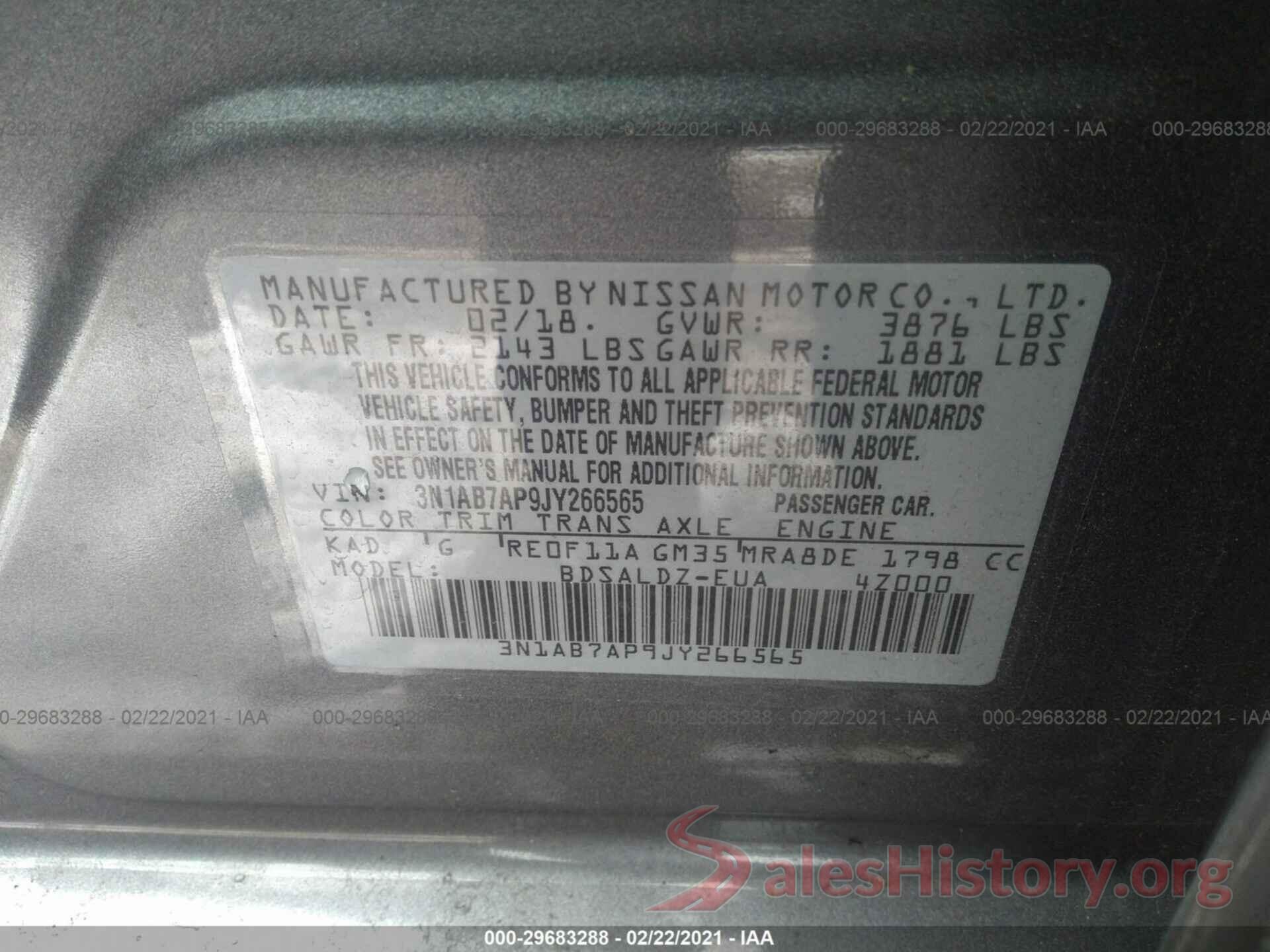 3N1AB7AP9JY266565 2018 NISSAN SENTRA