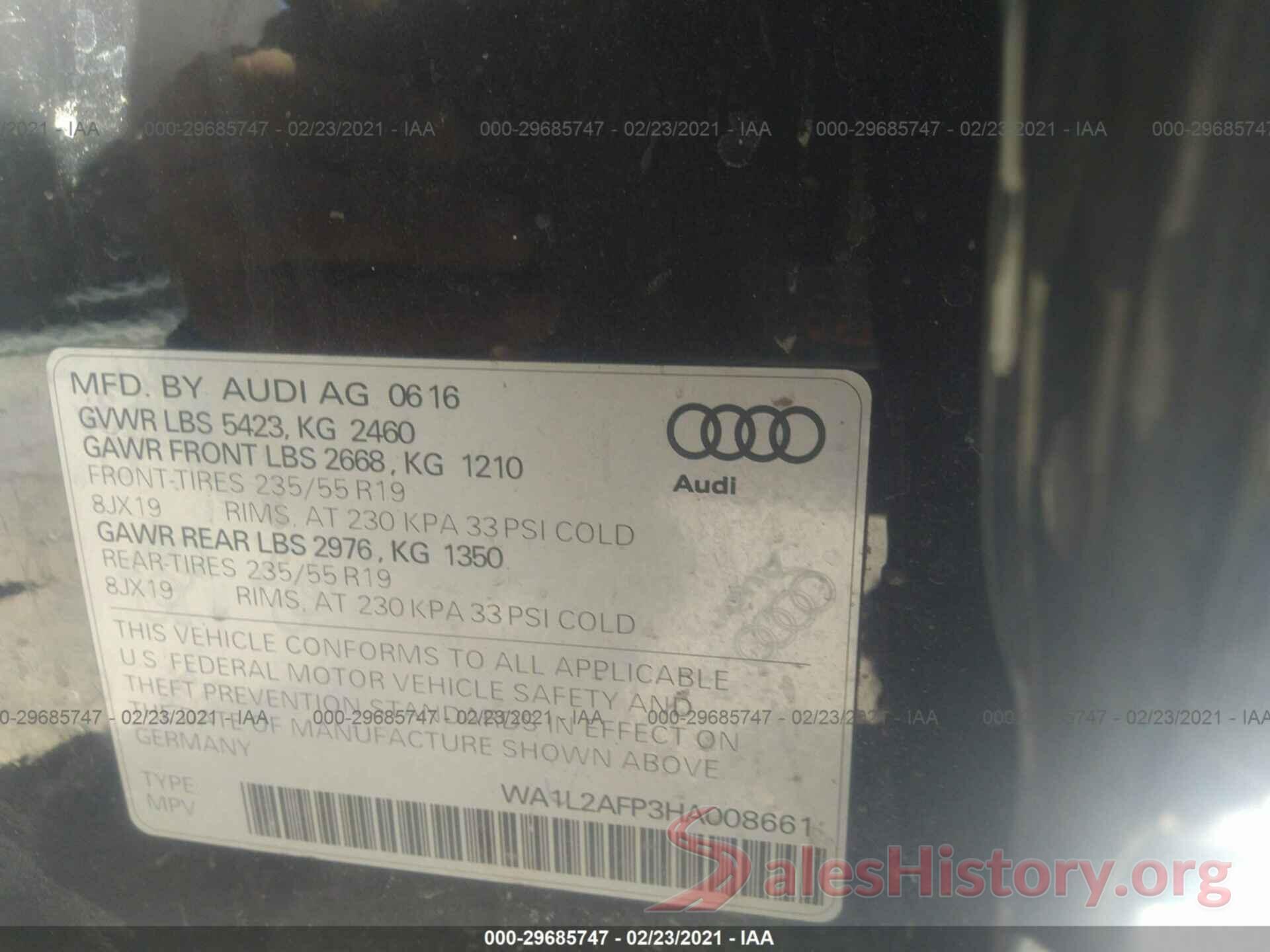 WA1L2AFP3HA008661 2017 AUDI Q5