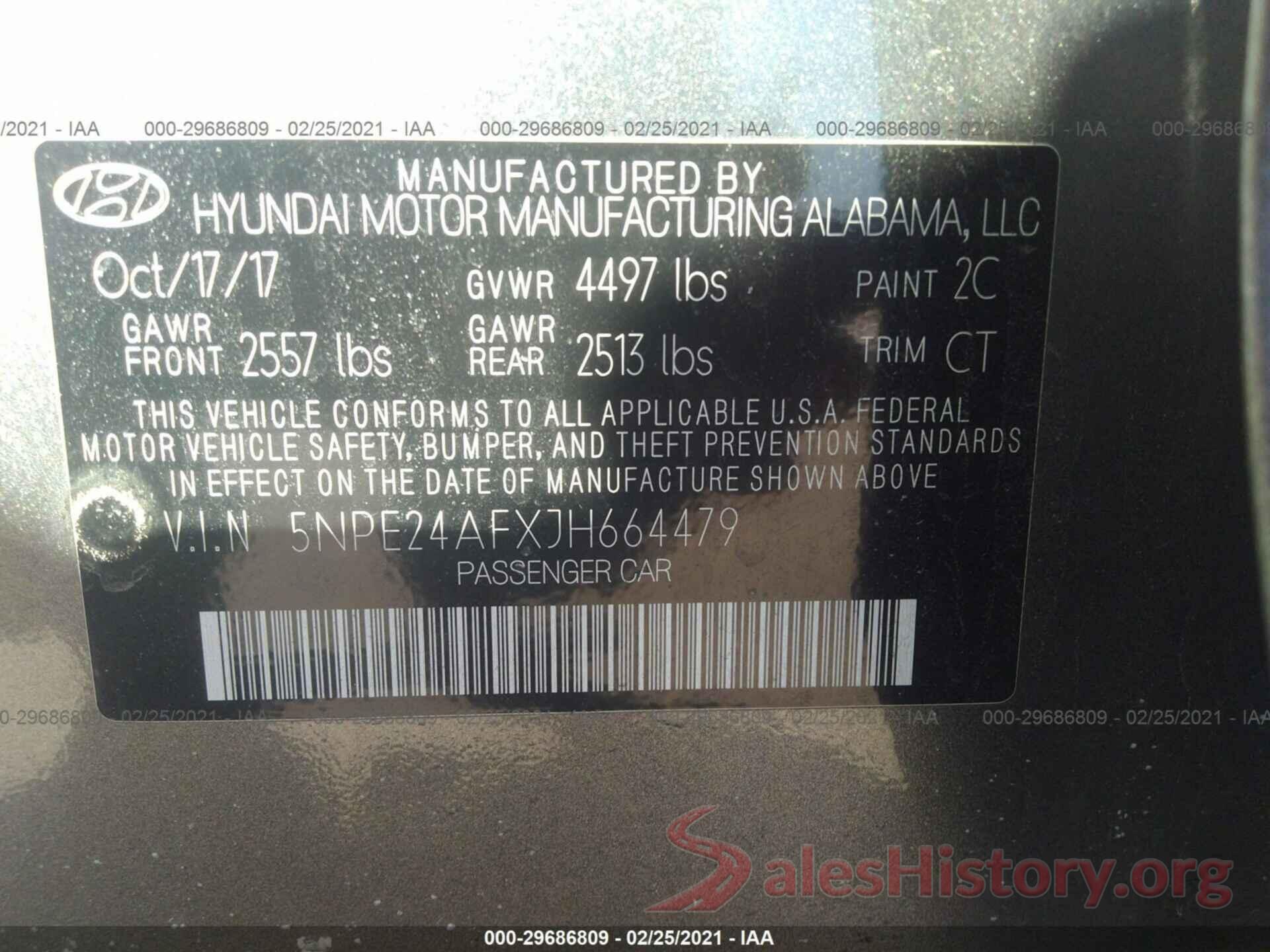 5NPE24AFXJH664479 2018 HYUNDAI SONATA