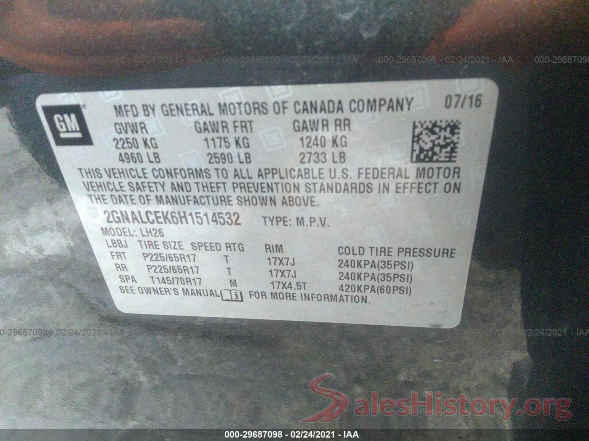 2GNALCEK6H1514532 2017 CHEVROLET EQUINOX