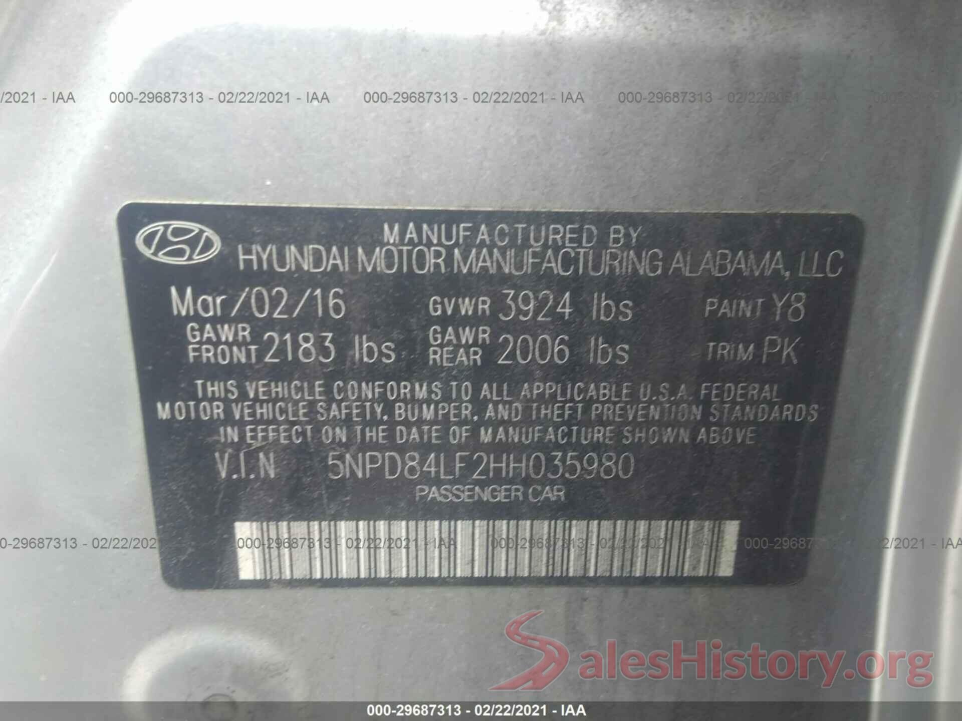 5NPD84LF1HH011797 2017 HYUNDAI ELANTRA