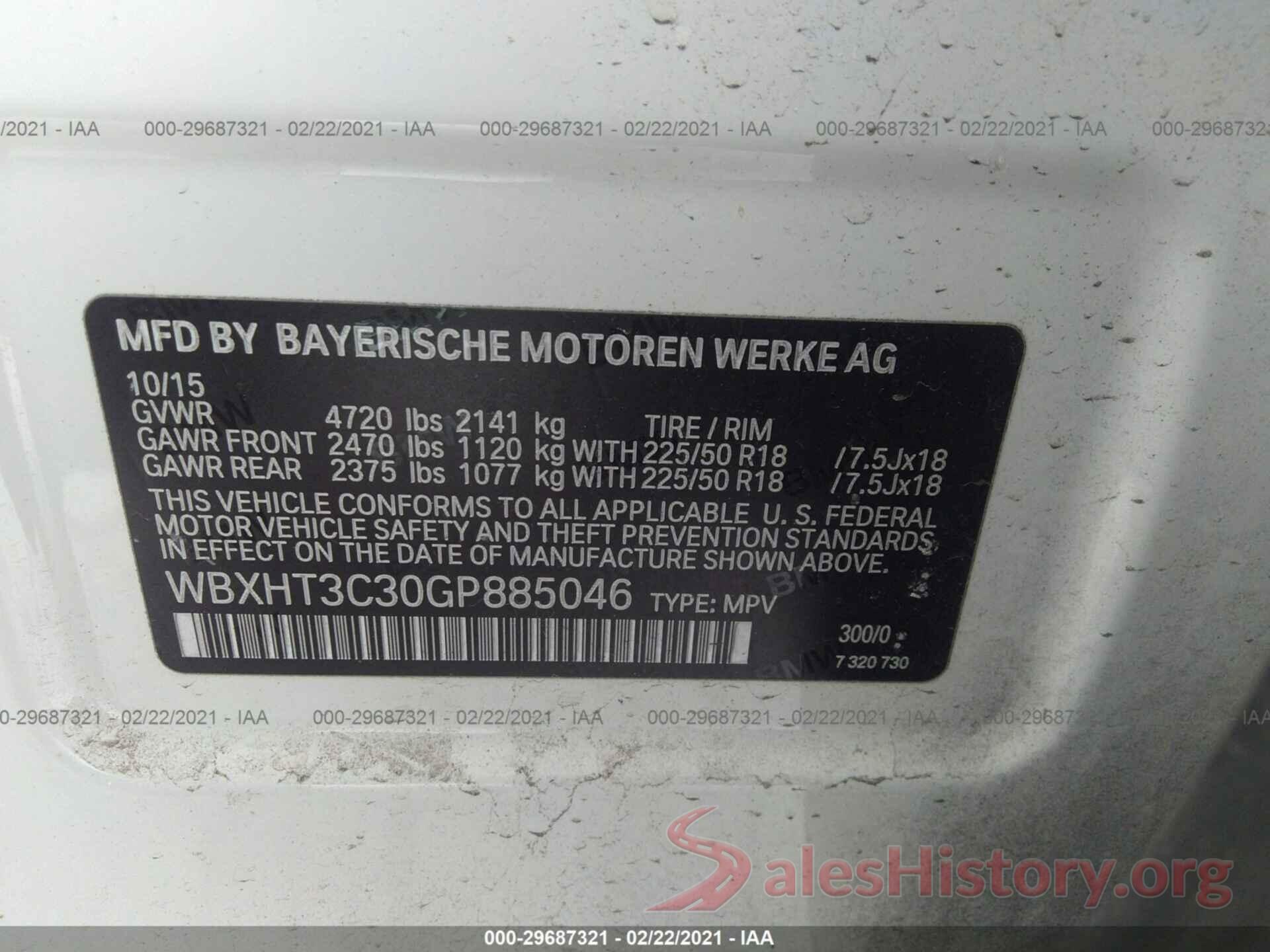 WBXHT3C30GP885046 2016 BMW X1