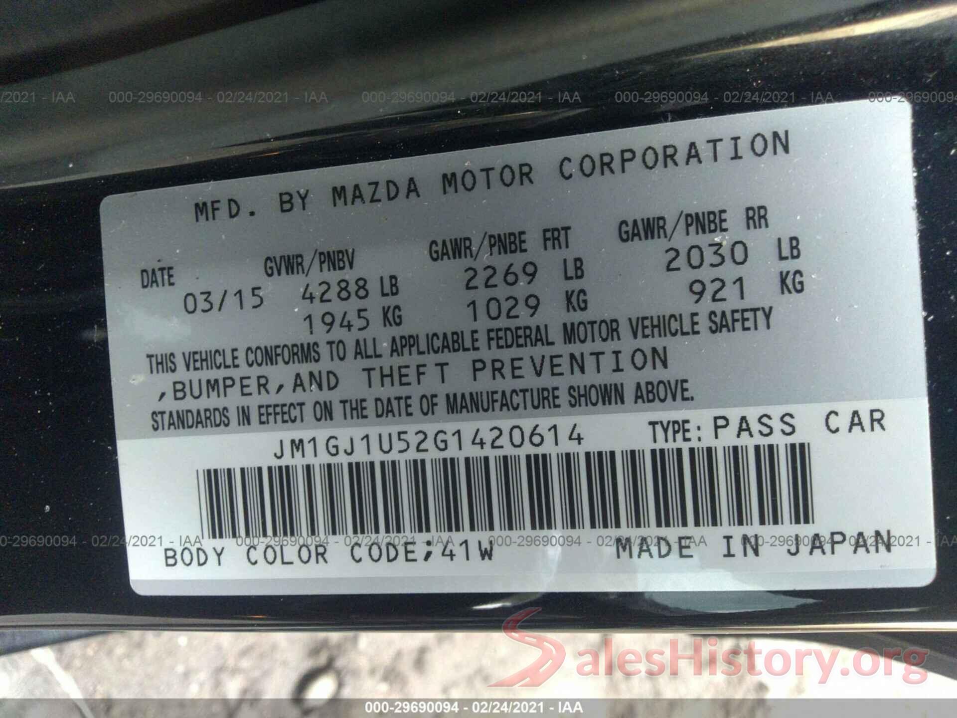 JM1GJ1U52G1420614 2016 MAZDA MAZDA6