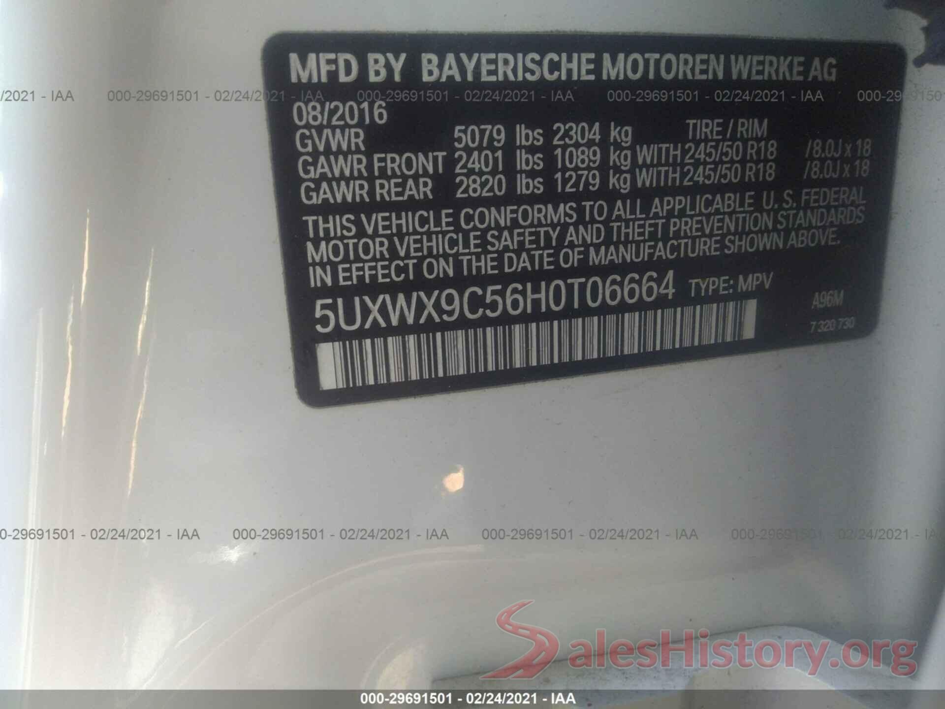 5UXWX9C56H0T06664 2017 BMW X3