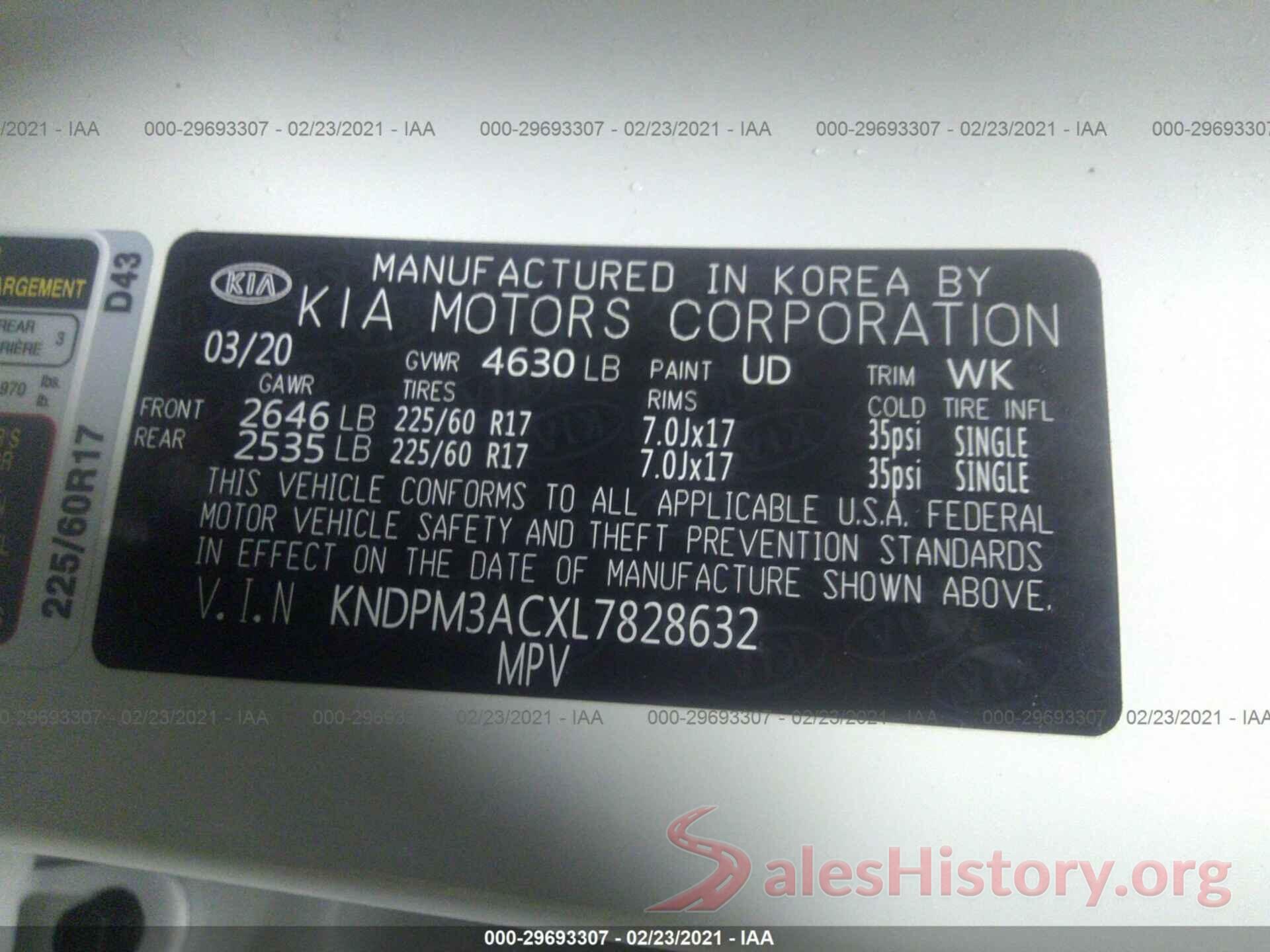 KNDPM3ACXL7828632 2020 KIA SPORTAGE