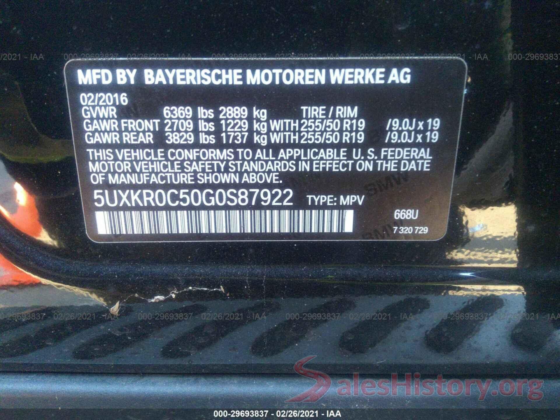 5UXKR0C50G0S87922 2016 BMW X5
