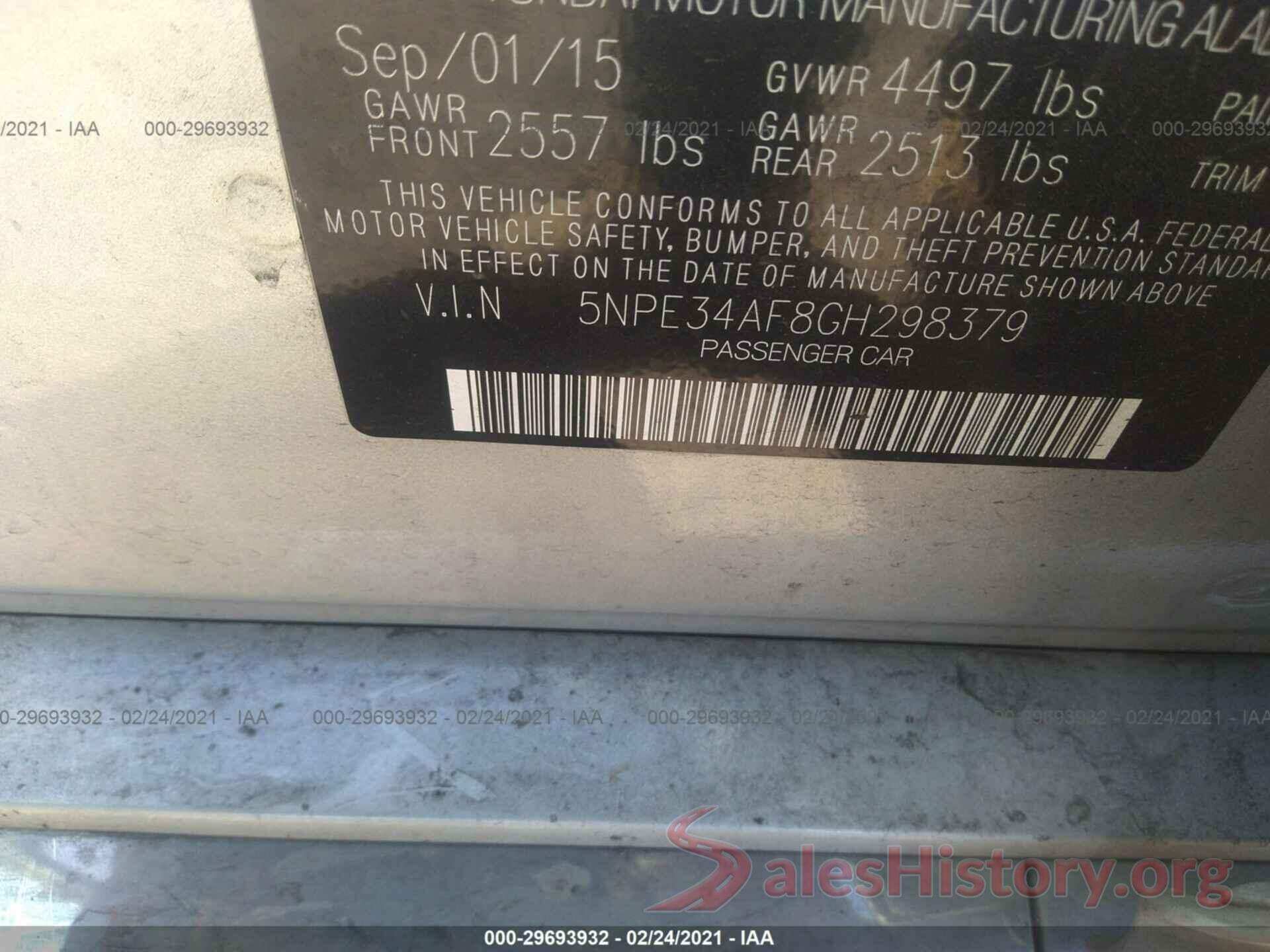 5NPE34AF8GH298379 2016 HYUNDAI SONATA