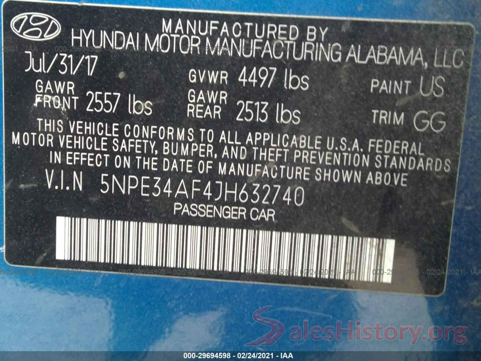 5NPE34AF4JH632740 2018 HYUNDAI SONATA