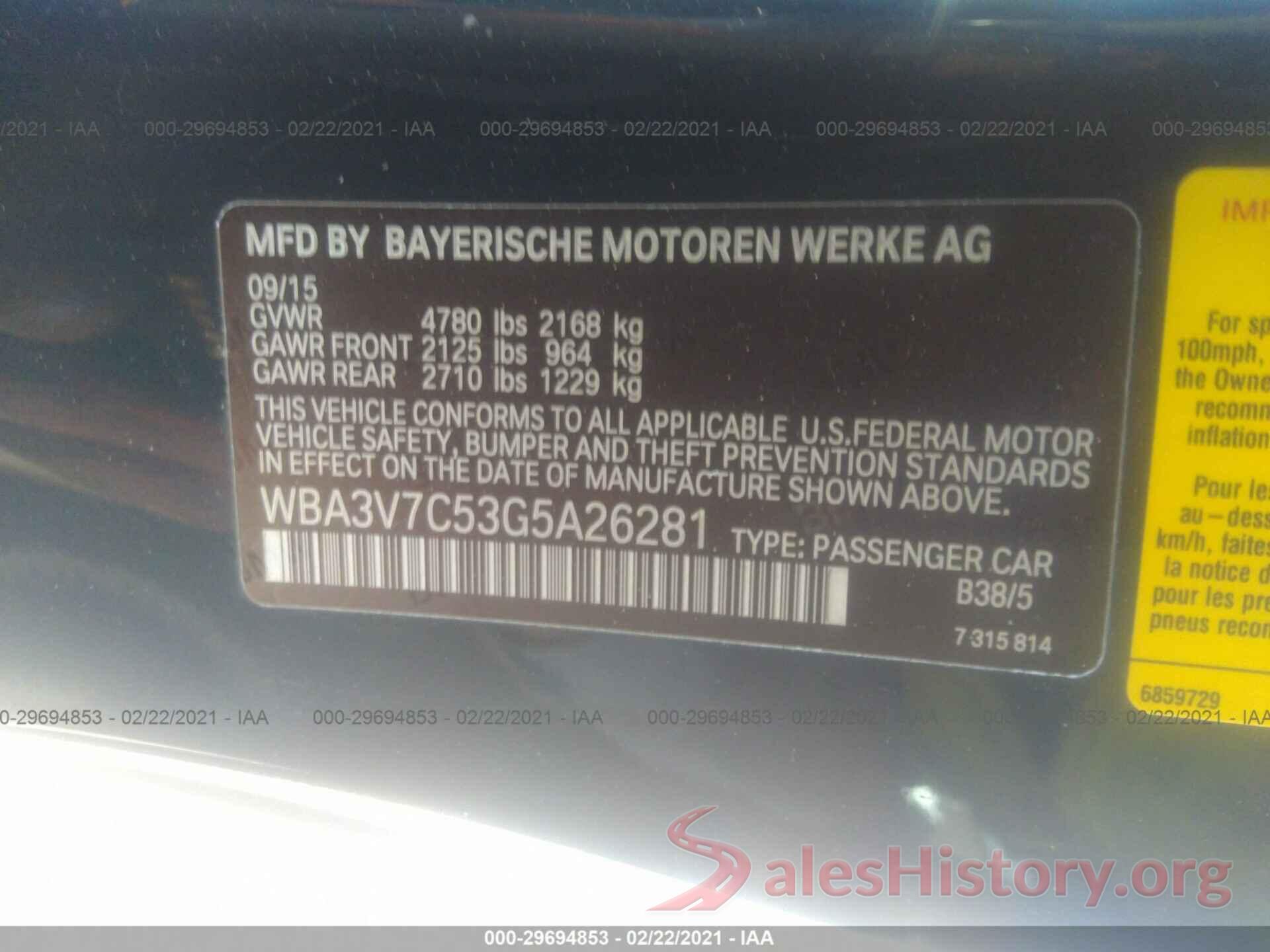 WBA3V7C53G5A26281 2016 BMW 4 SERIES