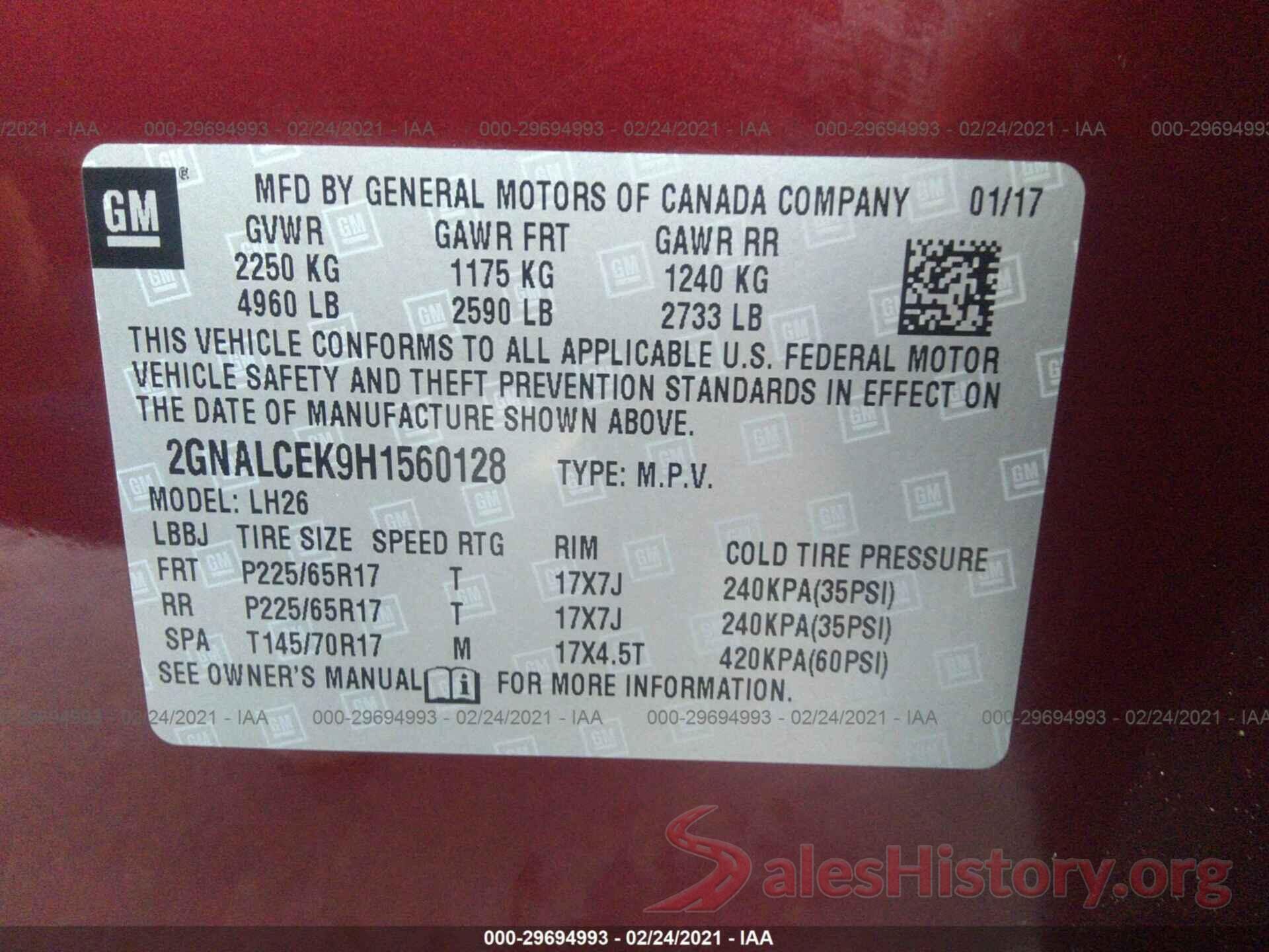 2GNALCEK9H1560128 2017 CHEVROLET EQUINOX