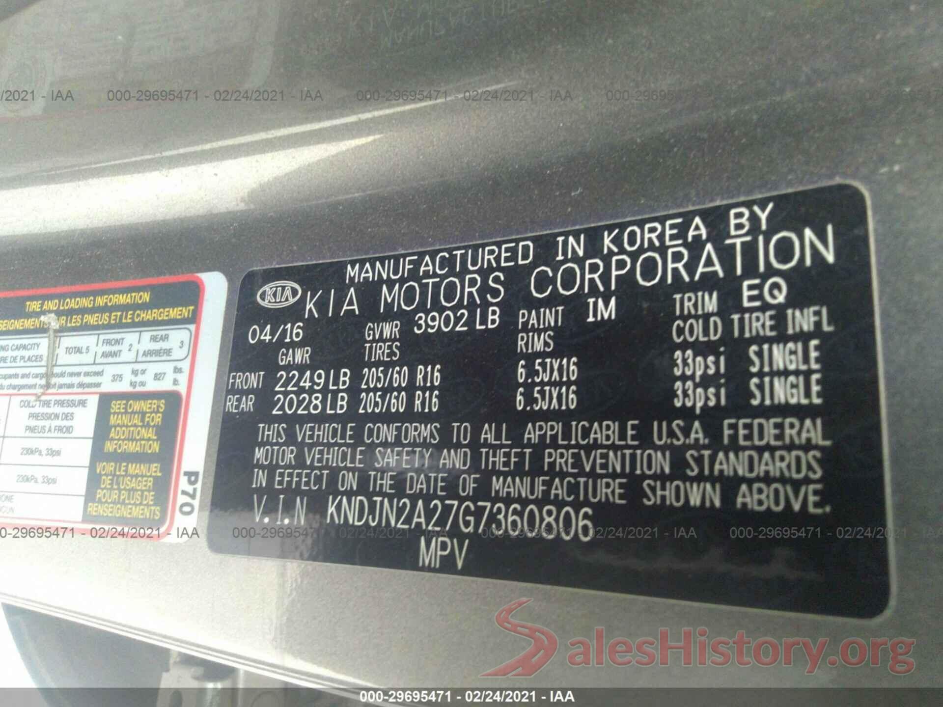 KNDJN2A27G7360806 2016 KIA SOUL