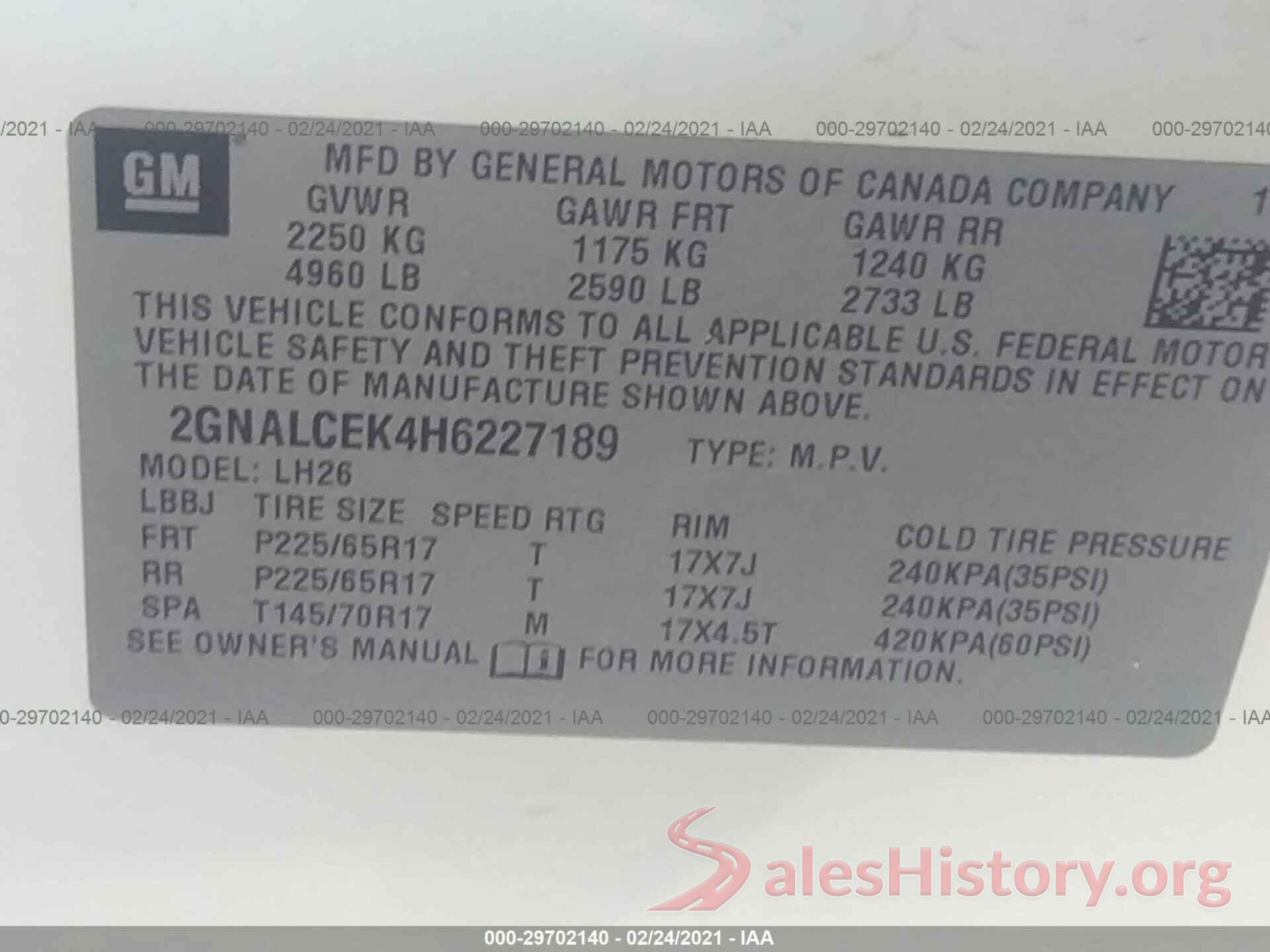 2GNALCEK4H6227189 2017 CHEVROLET EQUINOX