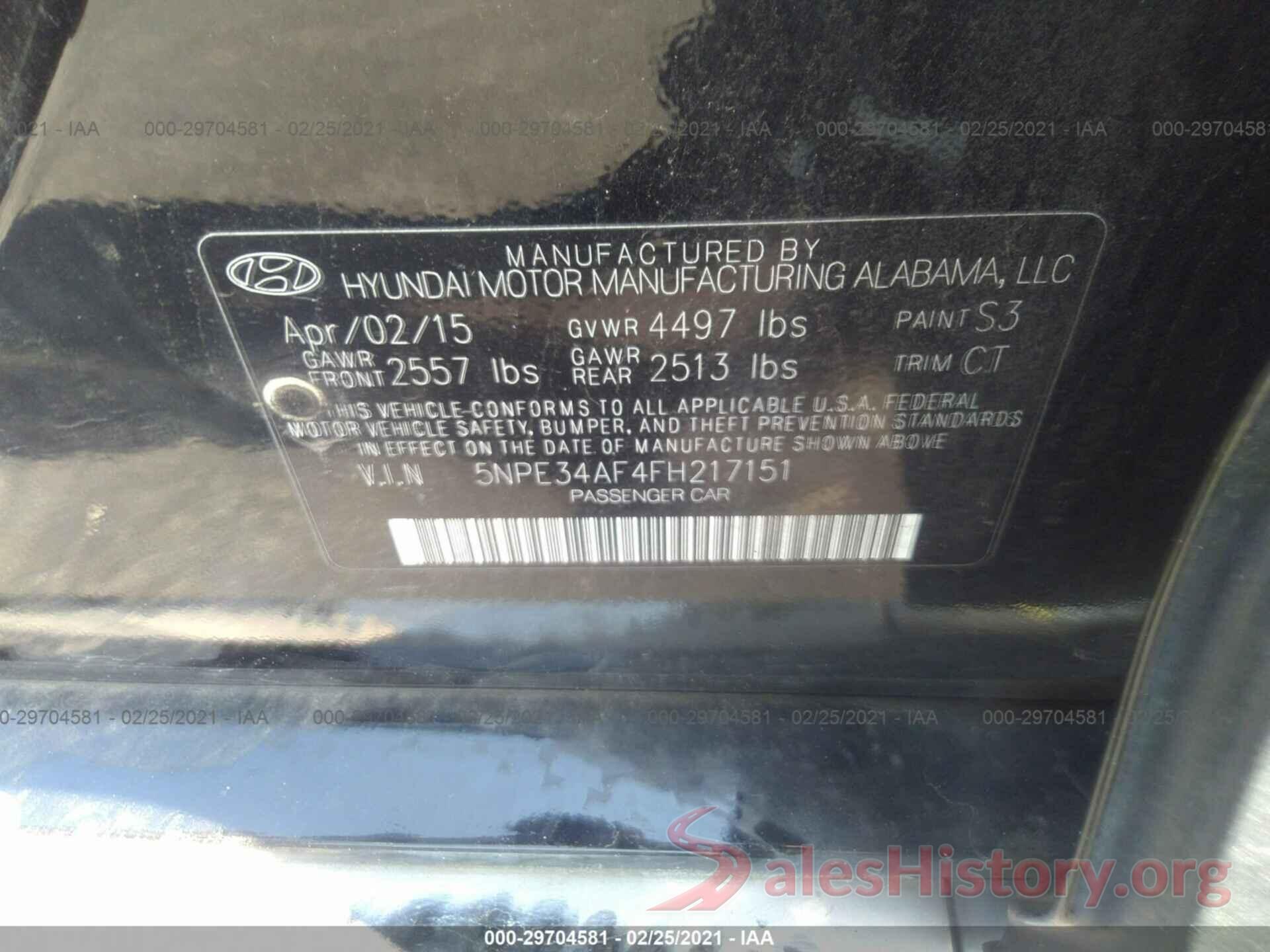 5NPE34AF4FH217151 2015 HYUNDAI SONATA