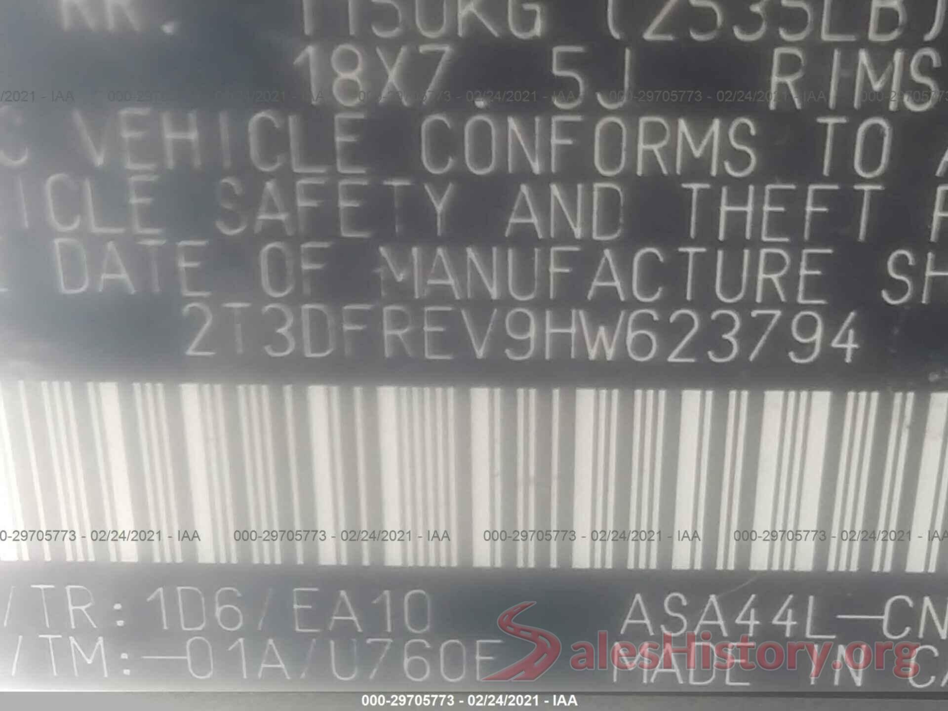 2T3DFREV9HW623794 2017 TOYOTA RAV4