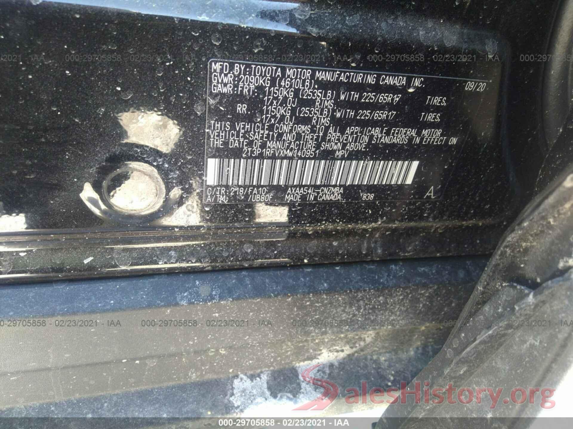 2T3P1RFVXMW140951 2021 TOYOTA RAV4