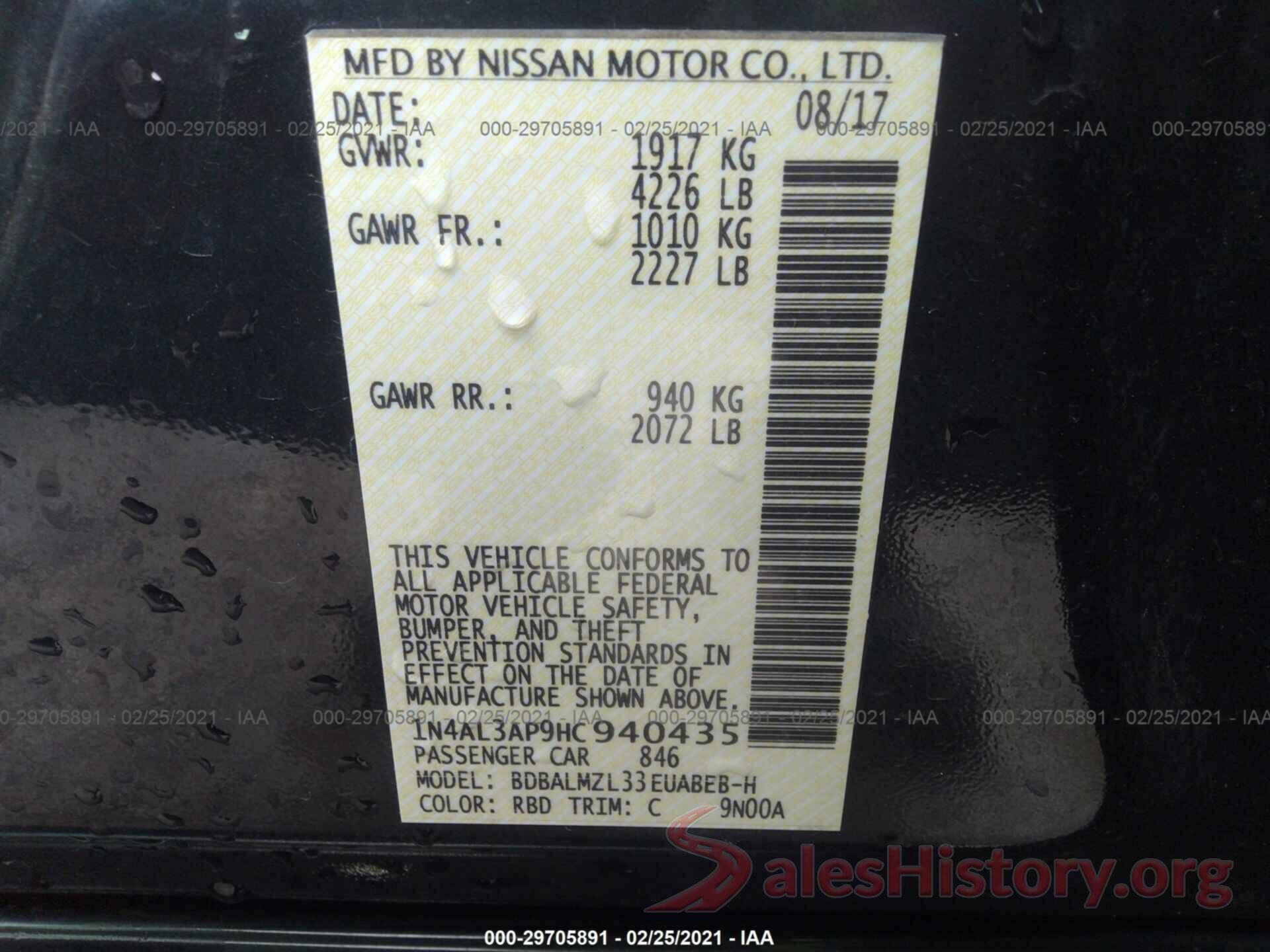 1N4AL3AP9HC940435 2017 NISSAN ALTIMA