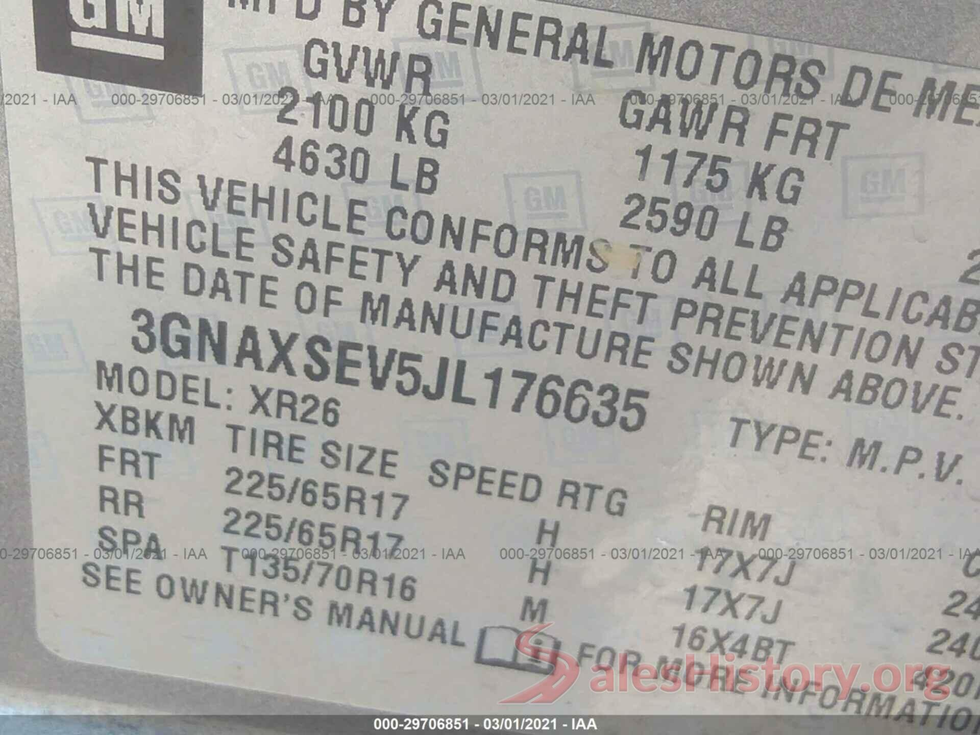 3GNAXSEV5JL176635 2018 CHEVROLET EQUINOX