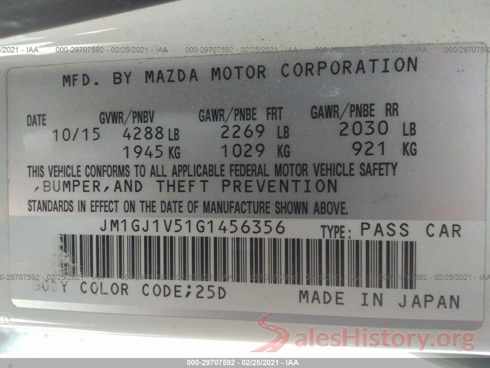 JM1GJ1V51G1456356 2016 MAZDA MAZDA6