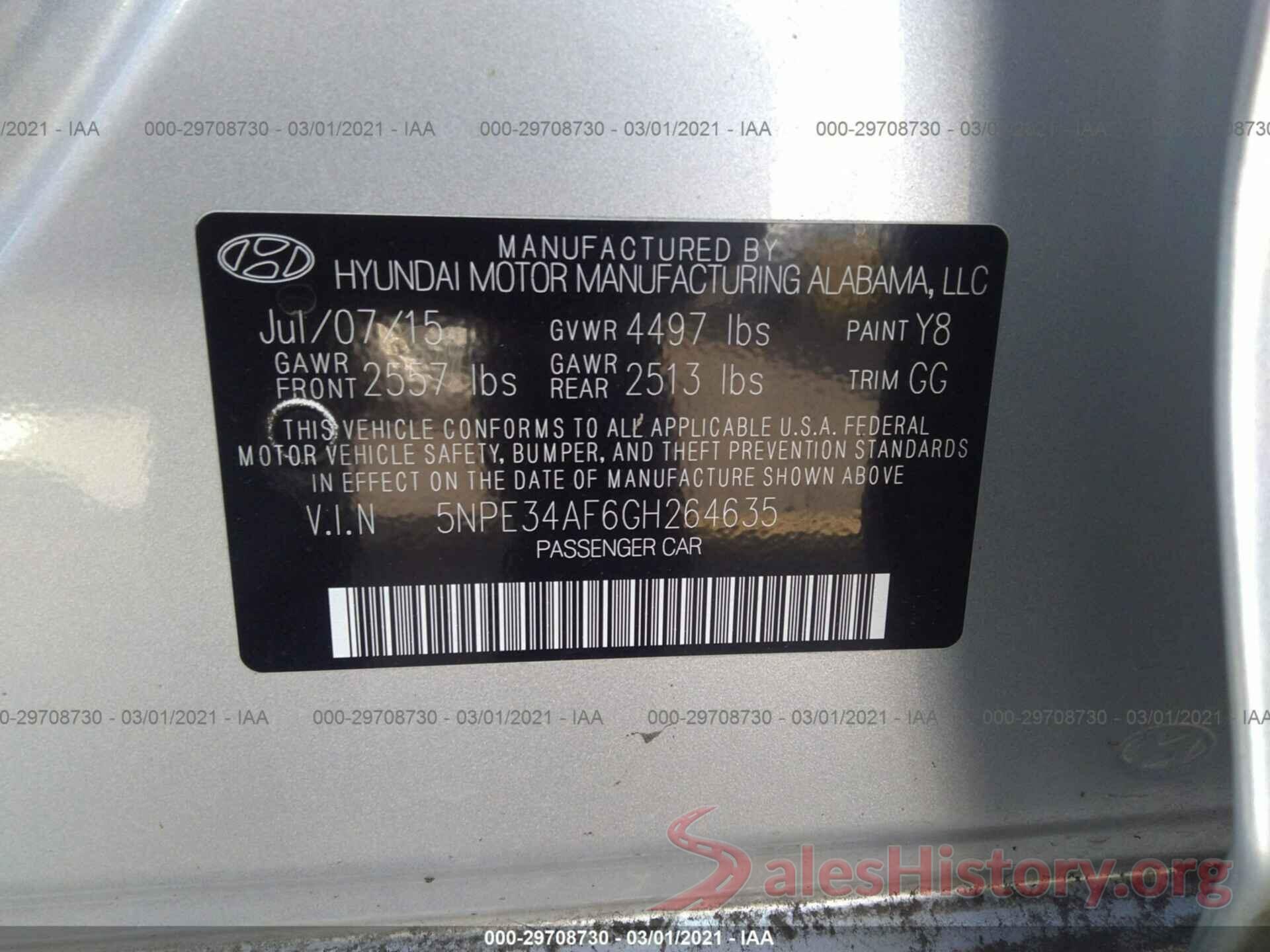 5NPE34AF6GH264635 2016 HYUNDAI SONATA