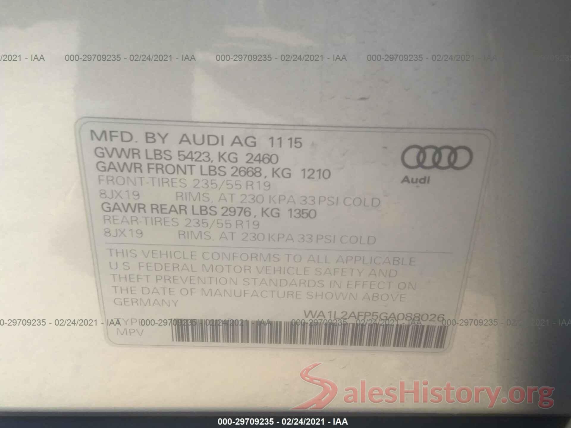 WA1L2AFP5GA088026 2016 AUDI Q5