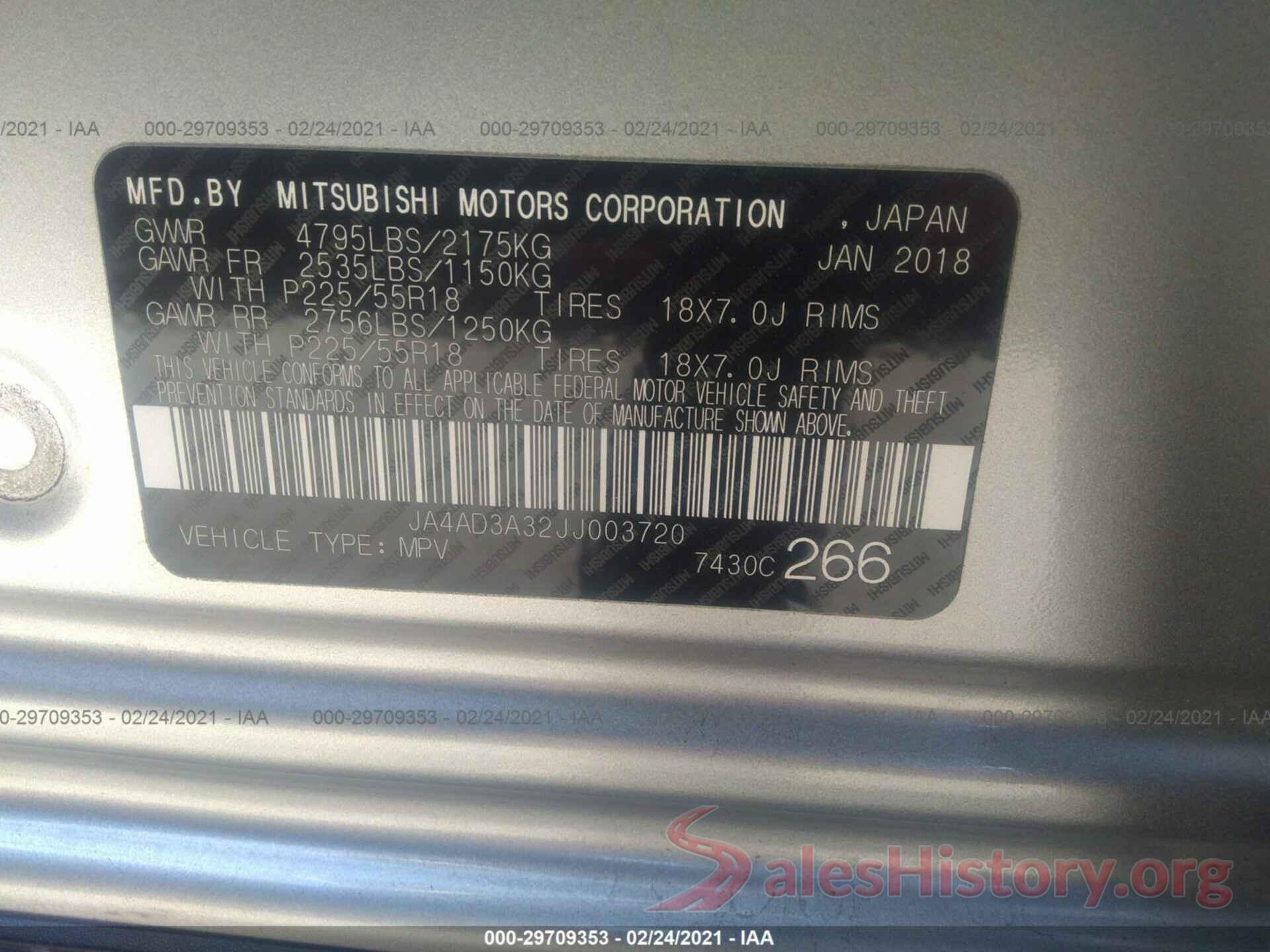 JA4AD3A32JJ003720 2018 MITSUBISHI OUTLANDER