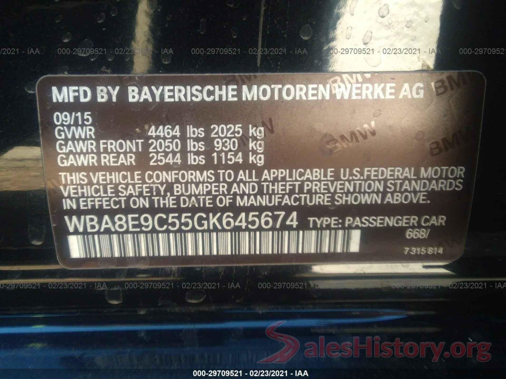 WBA8E9C55GK645674 2016 BMW 3 SERIES